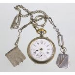 Herren Taschenuhr mit Ketterundes Stahlgehäuse gemarkt Fabriques d'Horlogerie Thommen