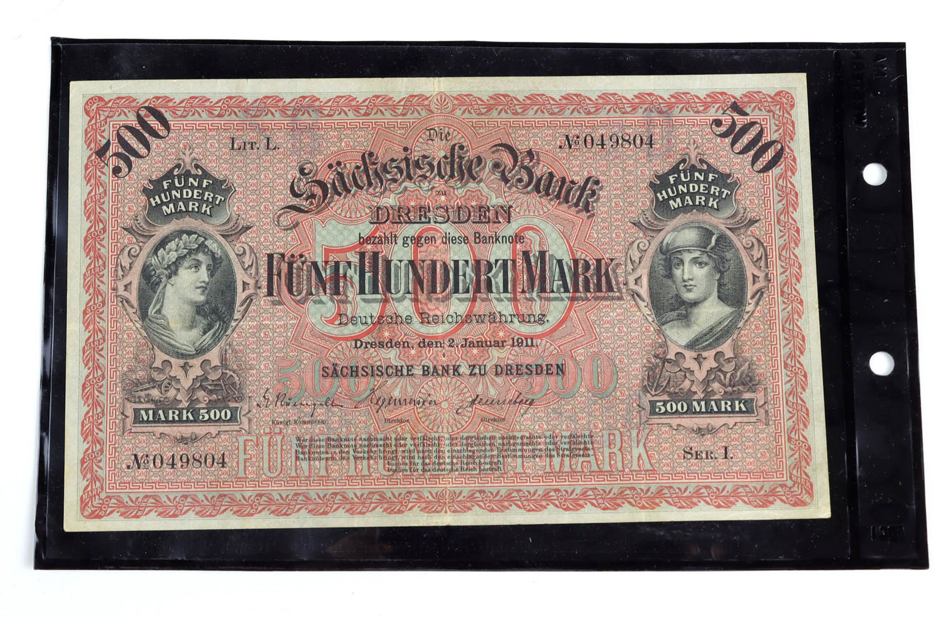 2 x 500 Mark Sächsische Bank zu Dresden15. Juni 1890 und 2. Januar 1911, Deutsche Re - Image 2 of 2