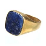 Lapislazuli Herrenring - GG 585 punziert Gelbgold 585 (14 Karat), ca. 7,8 Gramm, leich