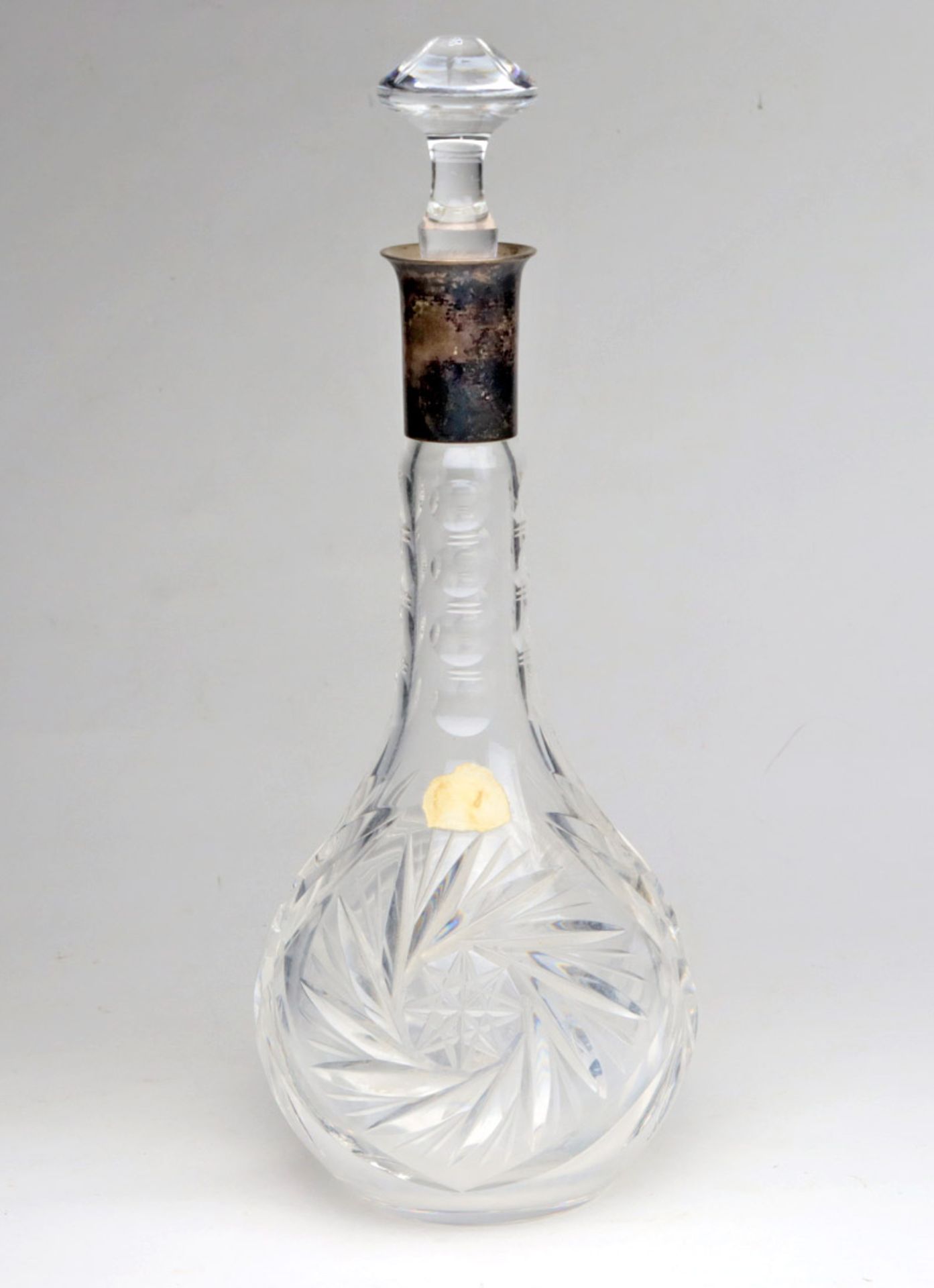 Kristall Karaffe mit Silbermontur farbloses Kristallglas mundgeblasen und von Hand bes
