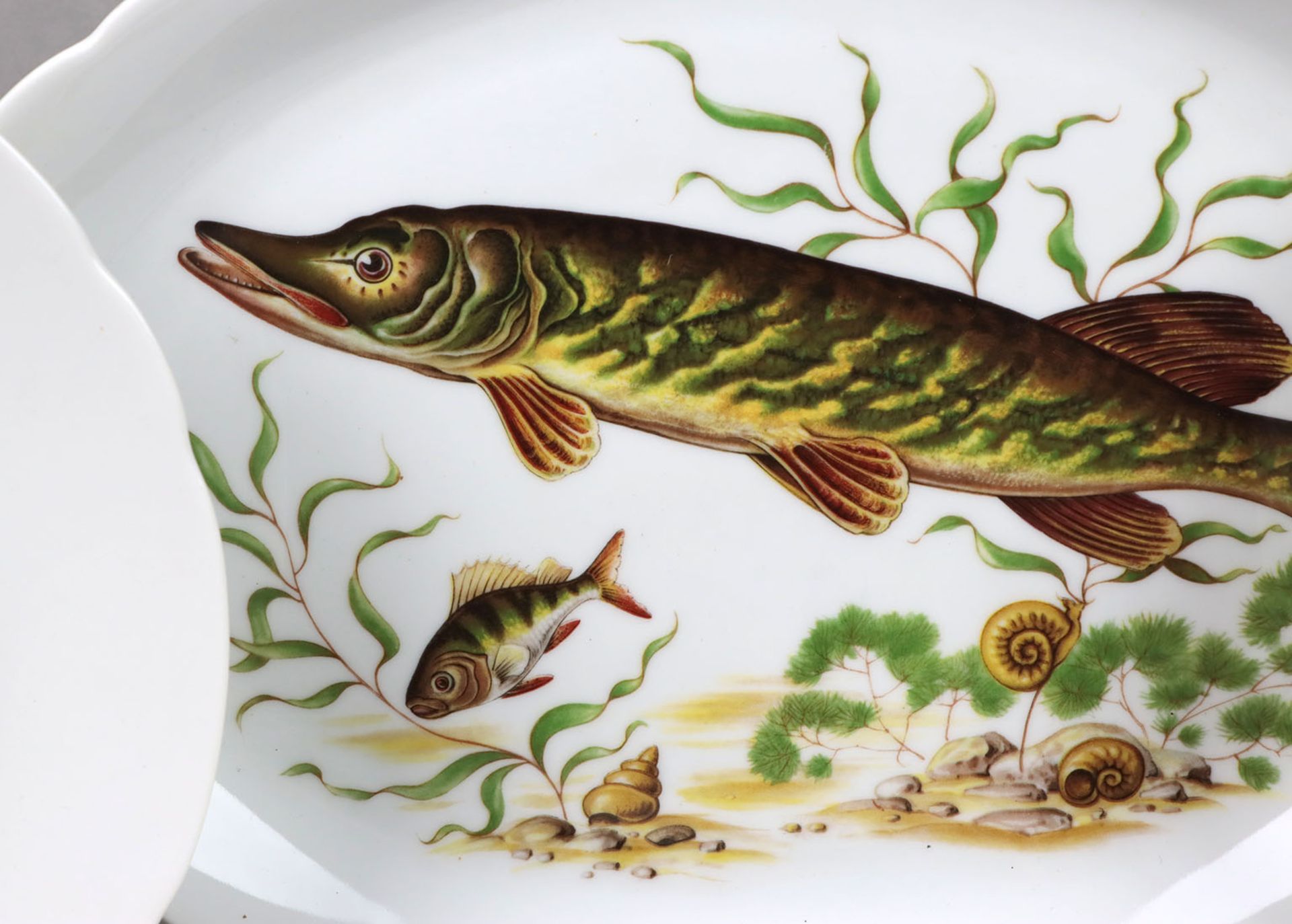 Fischservice für 5 Personen Porzellan mit grüner Unterglasurmarke Bareuther, Waldsas - Image 2 of 2