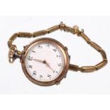 Damen Taschenuhr mit Armband rundes, partiell vergoldetes Uhrengehäuse punziert, Silb
