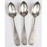 3 Jugendstil Silberlöffel punziert, Silber 800 dt. mit Halbmond & Krone, Gewicht ca.