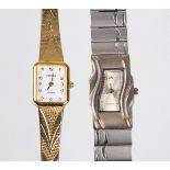 2 Damen Armbanduhren Edelstahl z.T. vergoldet, bez. *Adora* mit weißem Ziffernblatt u
