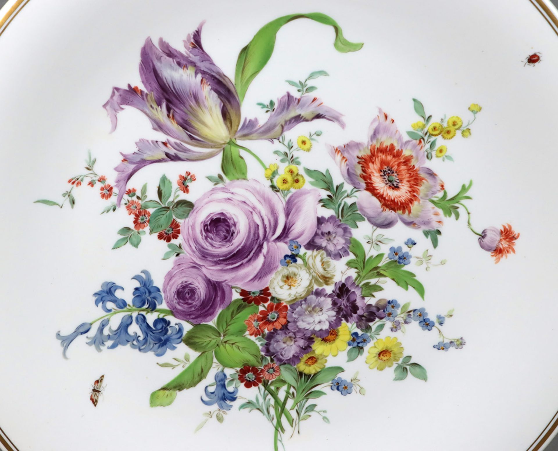 Meissen Teller *Blumenbouquet mit Insekten* Porzellan mit unterglasurblauer Schwerterm - Image 2 of 3