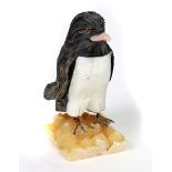 Edelstein Tierfigur Handarbeit, Pinguin aus verschiedenen Edelsteinen wie Achat, Chalz