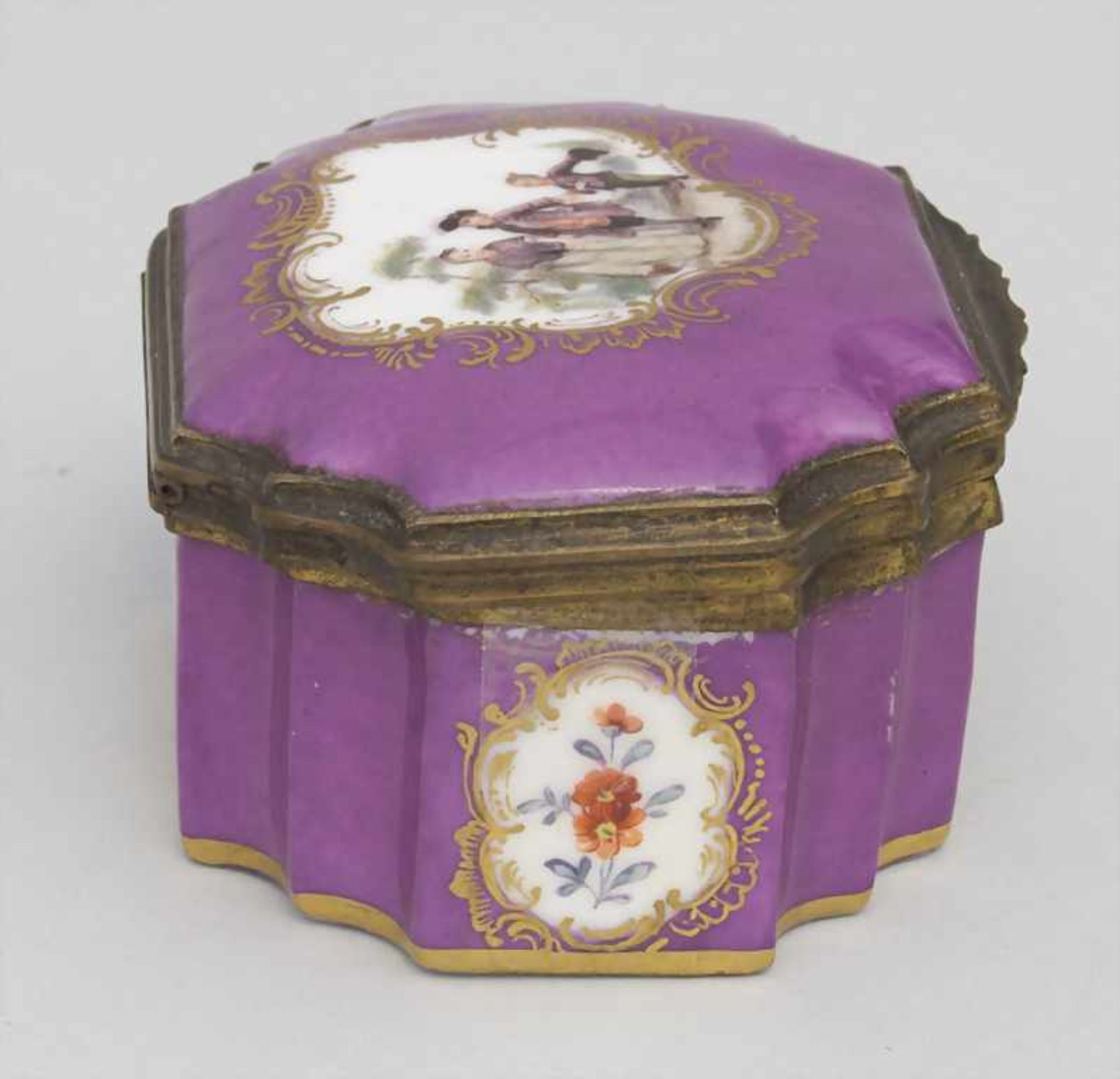 Tabatiere / Schnupftabakdose mit Watteau-Szenen / A snuff box with courting scenes, Höchst, um - Bild 6 aus 10