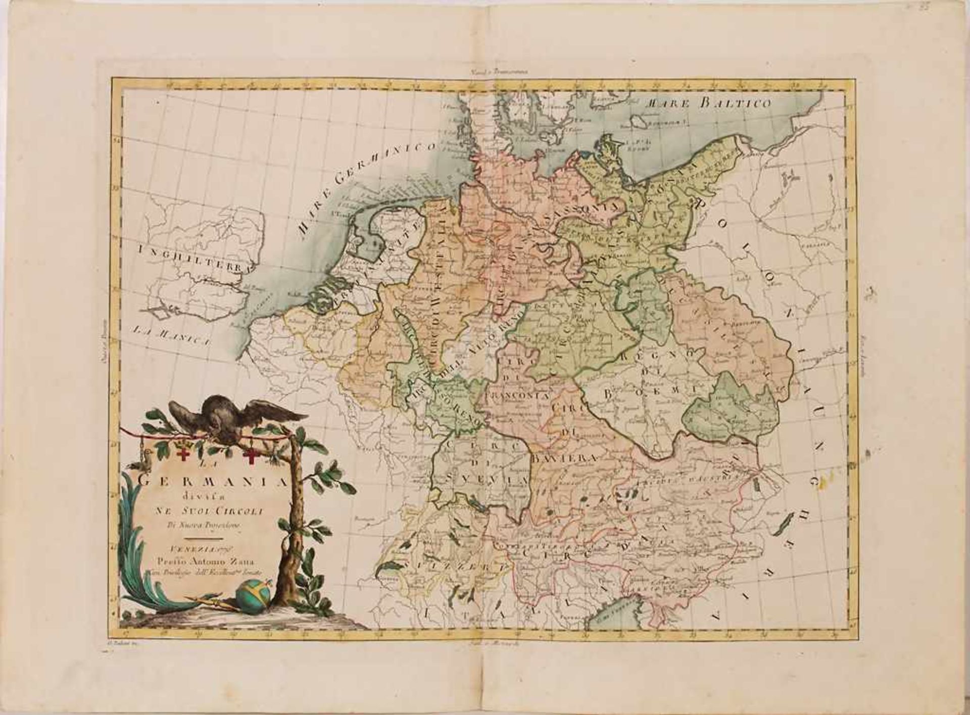Antonio Zatta (1757-1797), Historische Karte Deutschlands 'Germania' / A historic map of Germany