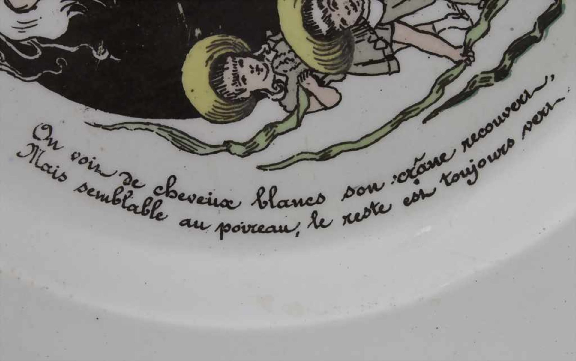 Künstlerteller 'Le Poireau - F. de Lesseps' / An artist ceramic plate, Série Les Hommes d'aujo - Image 4 of 7