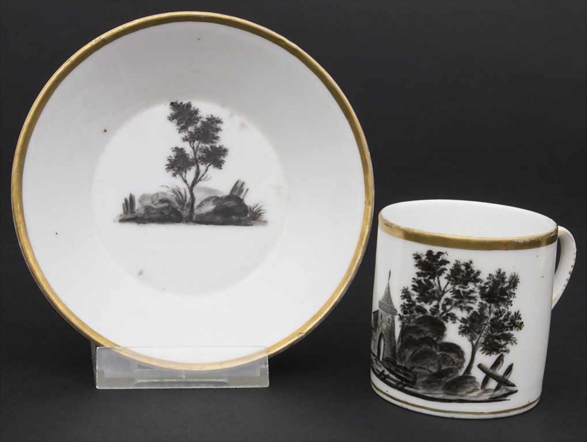 6 Empire Tassen und Untertassen mit Landschaften / 6 Empire cups and saucers with landscapes, Pa - Bild 2 aus 5