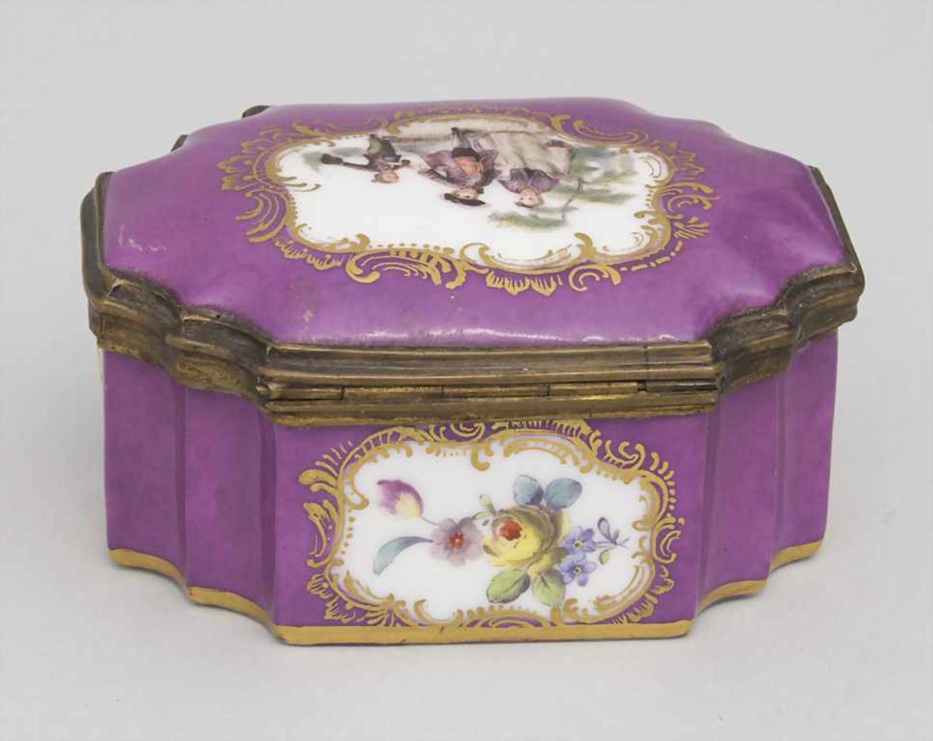 Tabatiere / Schnupftabakdose mit Watteau-Szenen / A snuff box with courting scenes, Höchst, um - Bild 5 aus 10