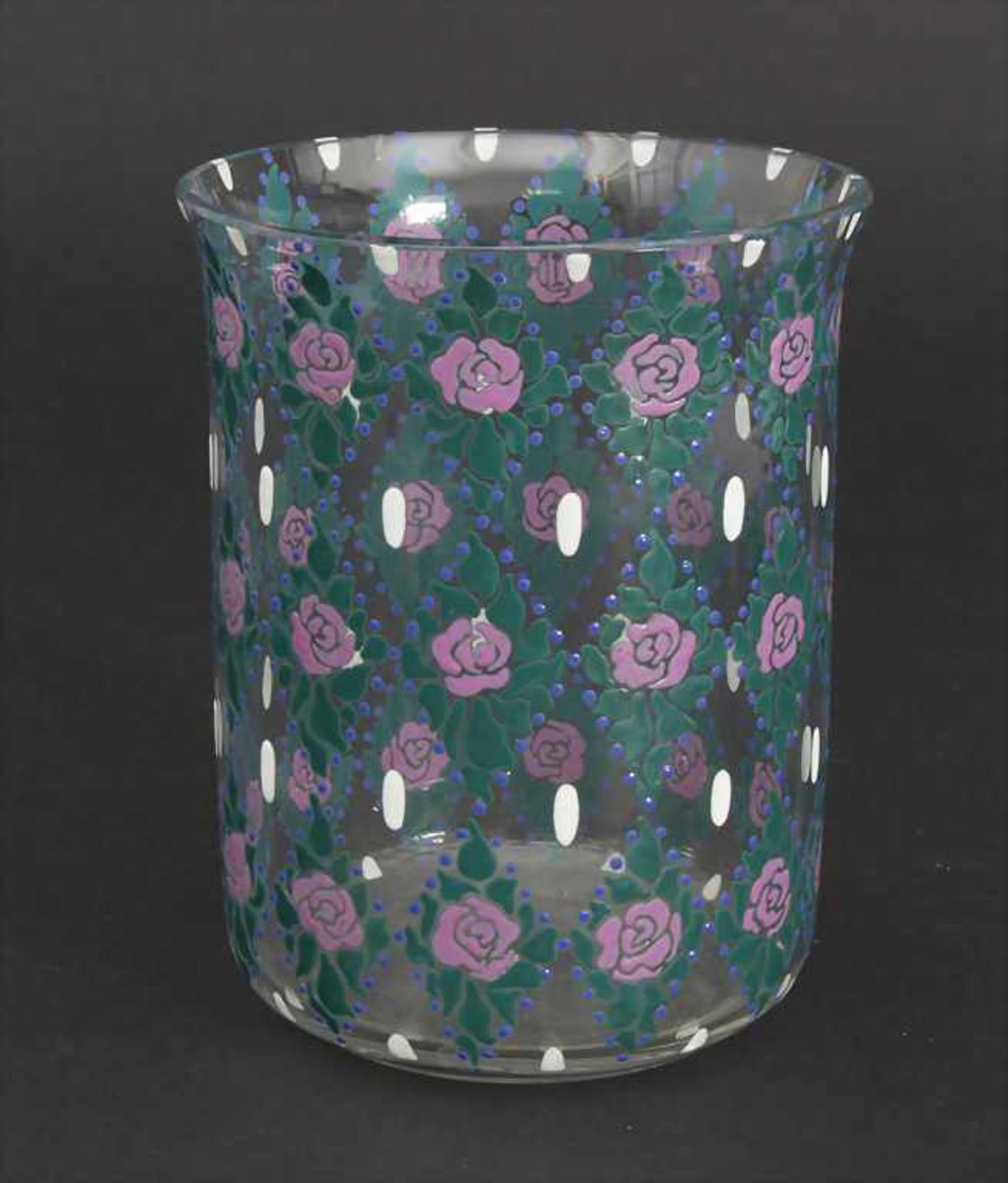 Jugendstil Vase / A vase, deutsch um 1900Material: farbloses Glas umlaufend mit Emailm