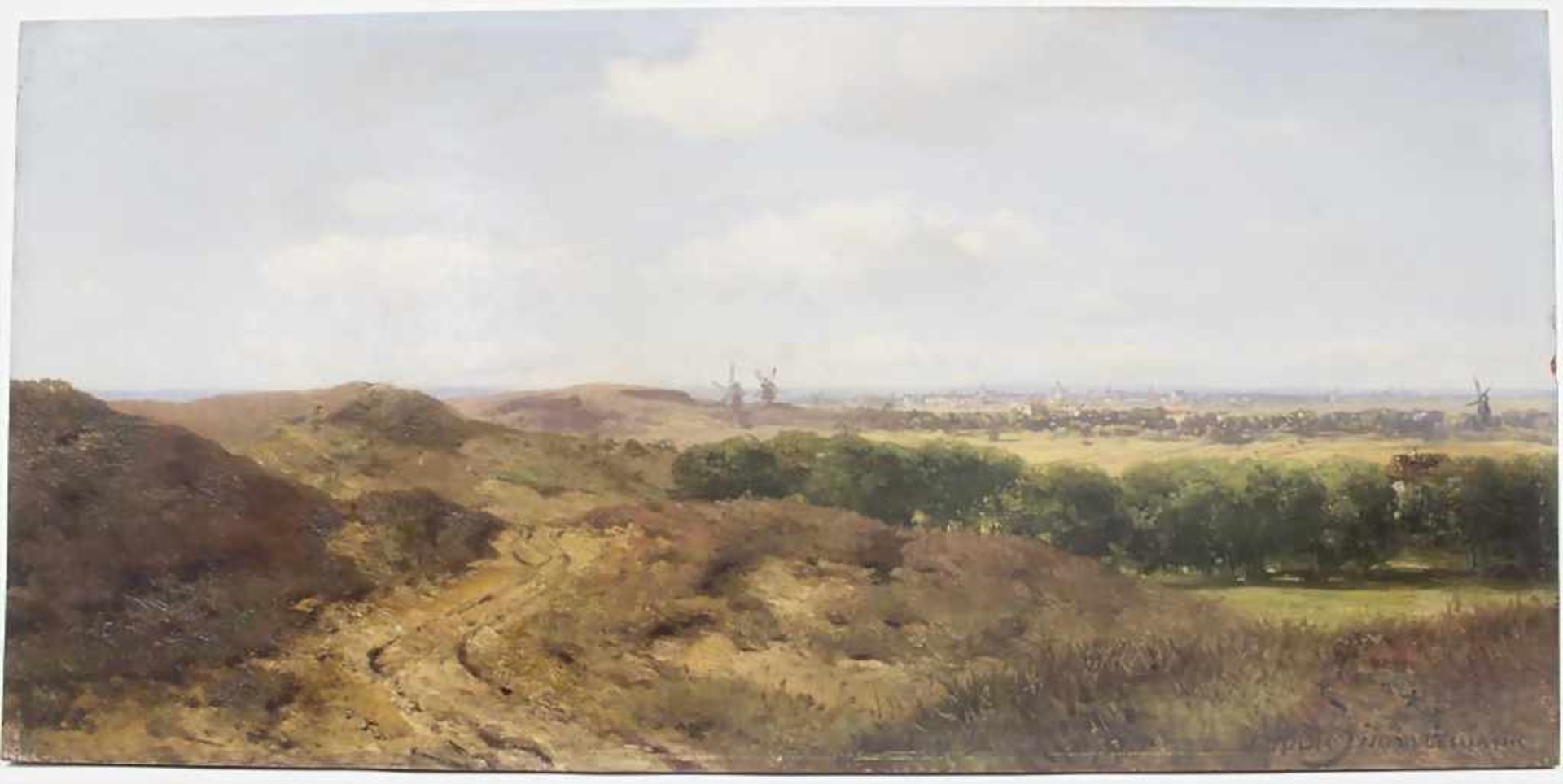 Albert August Zimmermann (1808-1888), 'Dünenlandschaft mit Windmühlen' / 'A dune landscape wit