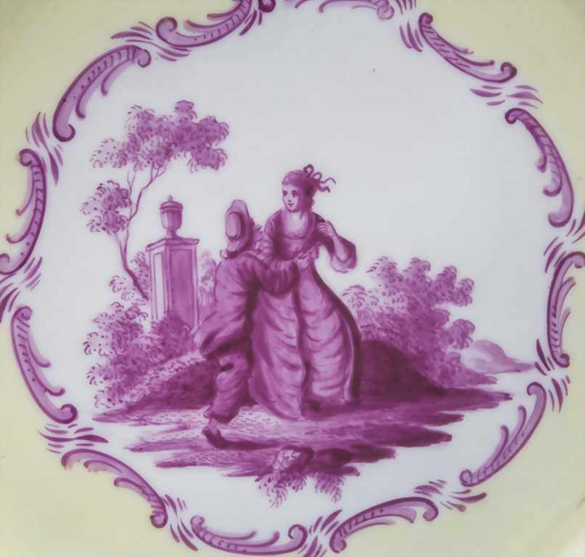 Paar Zierteller mit galanten Szenen / A pair of plates with Watteau scenes, Meissen, 19. Jh. - Bild 7 aus 9