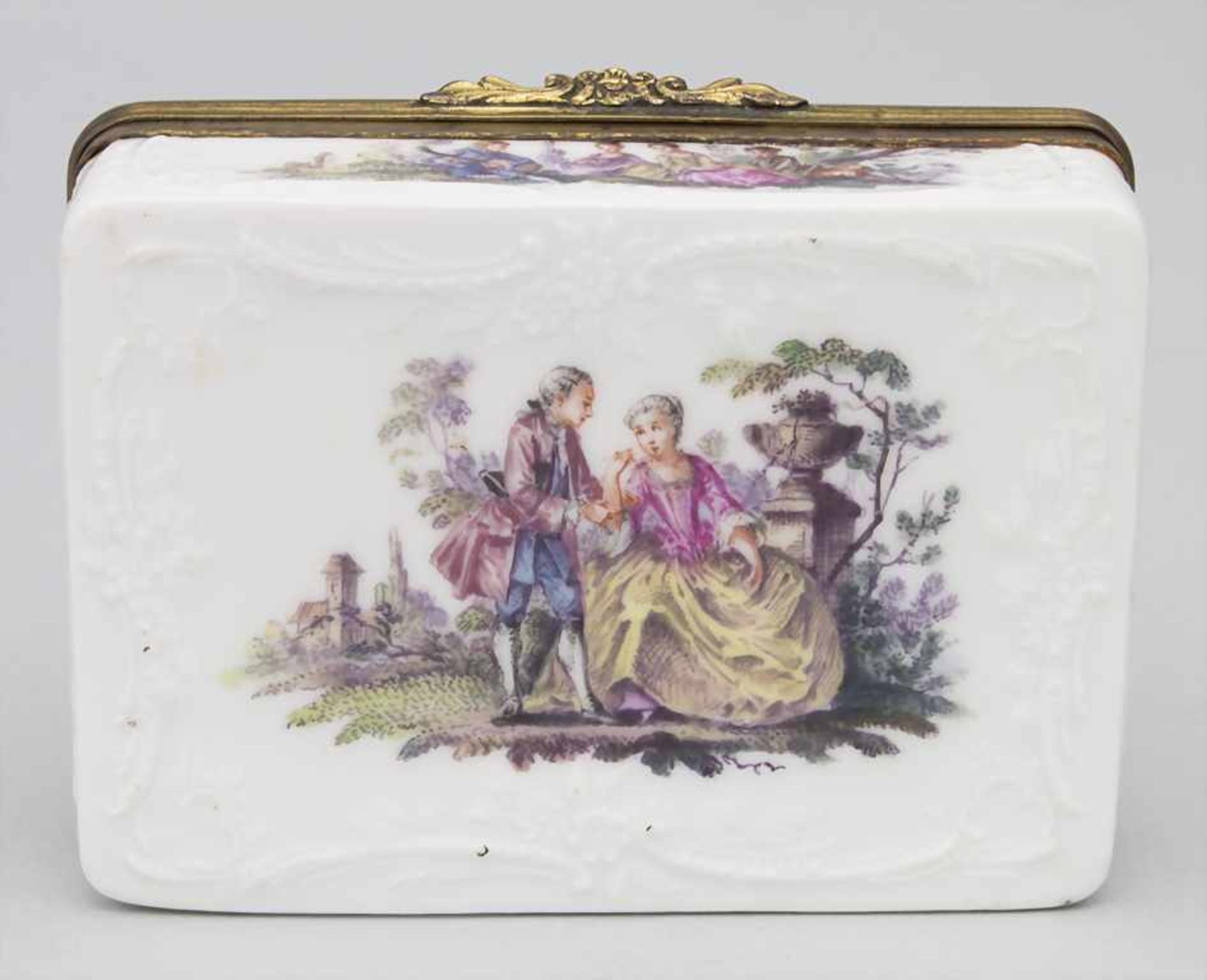 Tabatiere / Schnupftabakdose mit Watteau-Szenen / A snuff box with courting scenes, KPM Berlin, - Bild 4 aus 12