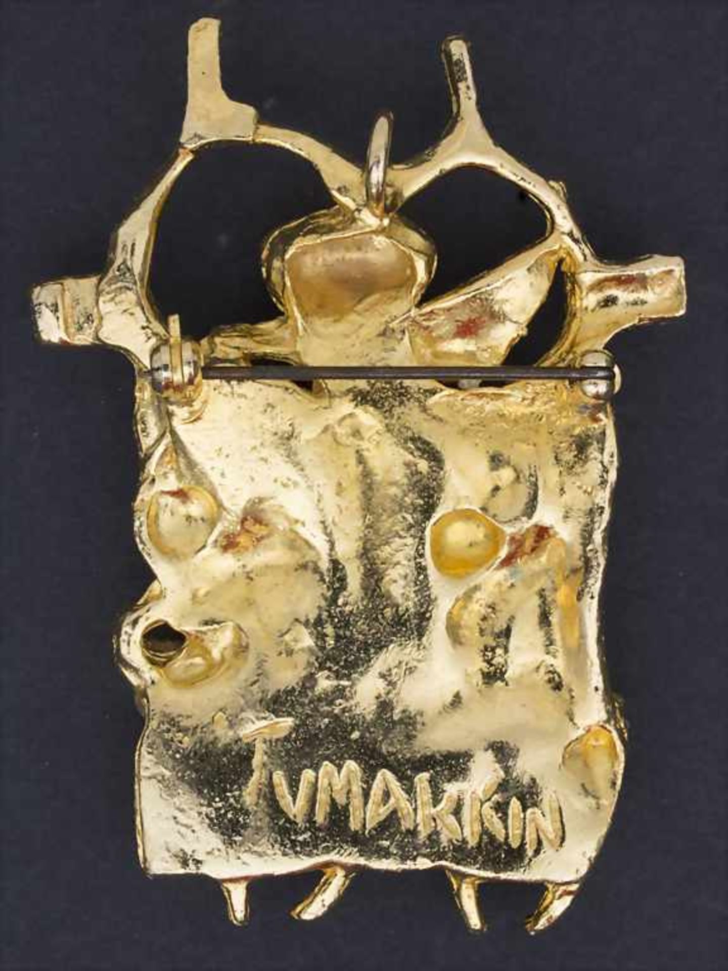 Igael Tumarkin (*1933), Goldbrosche mit stilisierten Figuren / A gold brooch wtih stylised figur - Image 2 of 2