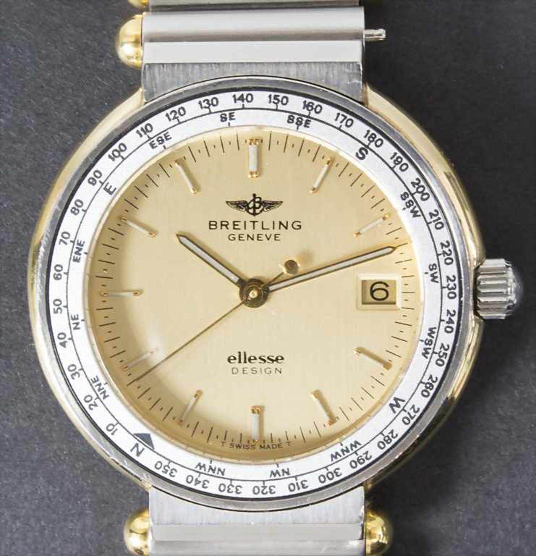 HAU / A men's wristwatch, Breitling Design Ellesse, Geneve, um 2000Gehäuse: Stahl/Gol