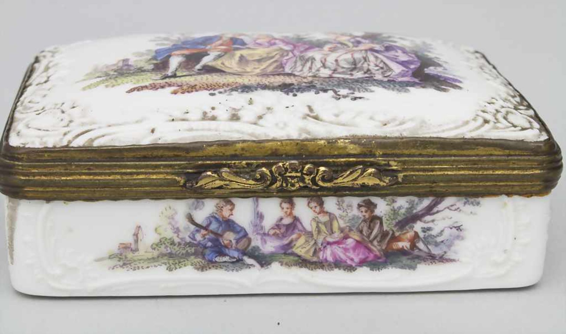 Tabatiere / Schnupftabakdose mit Watteau-Szenen / A snuff box with courting scenes, KPM Berlin, - Bild 6 aus 12