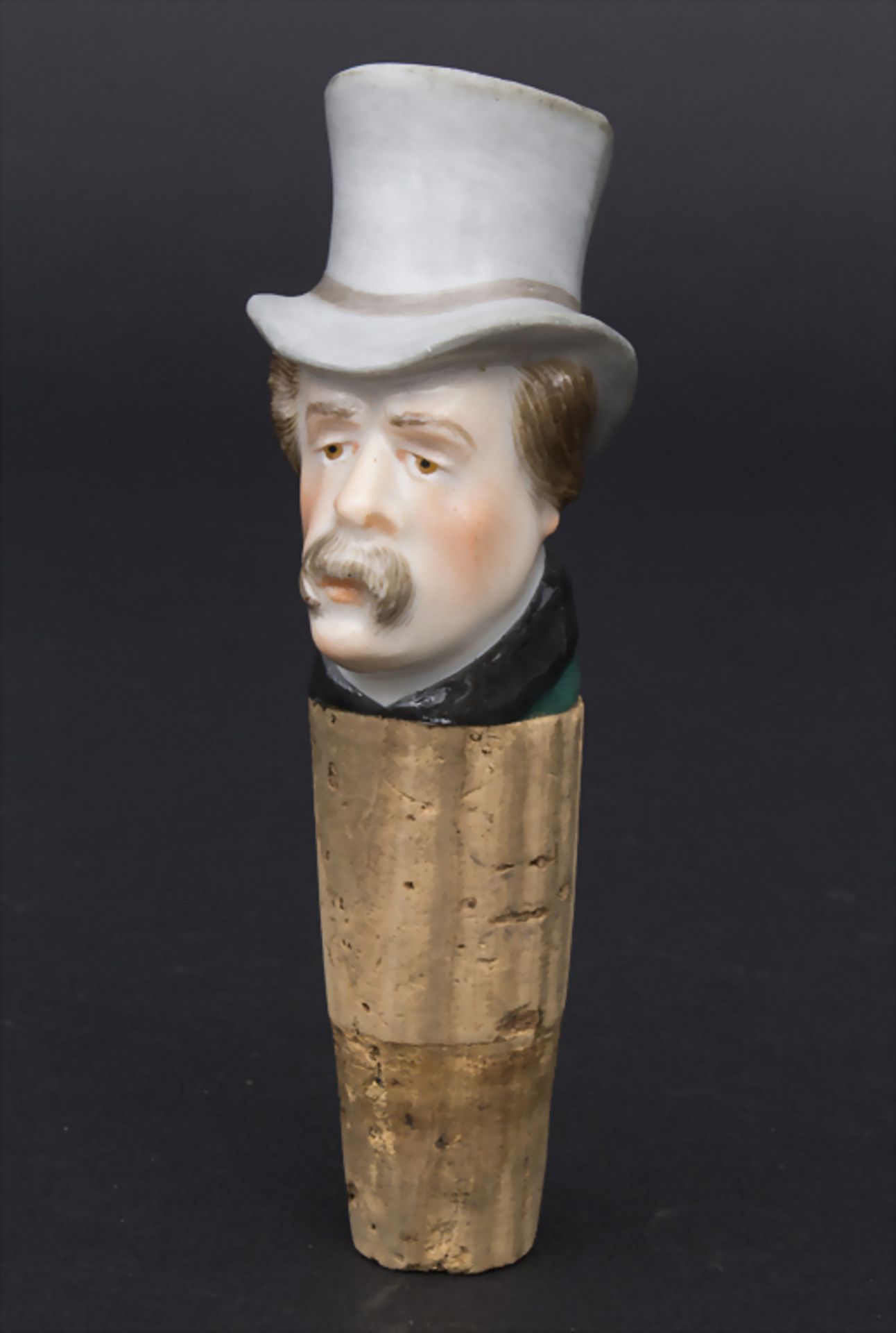 Charakter-Kopf / Flaschenstöpsel / Zierkorken / A head of a gentleman as bottle stopper, Meisse