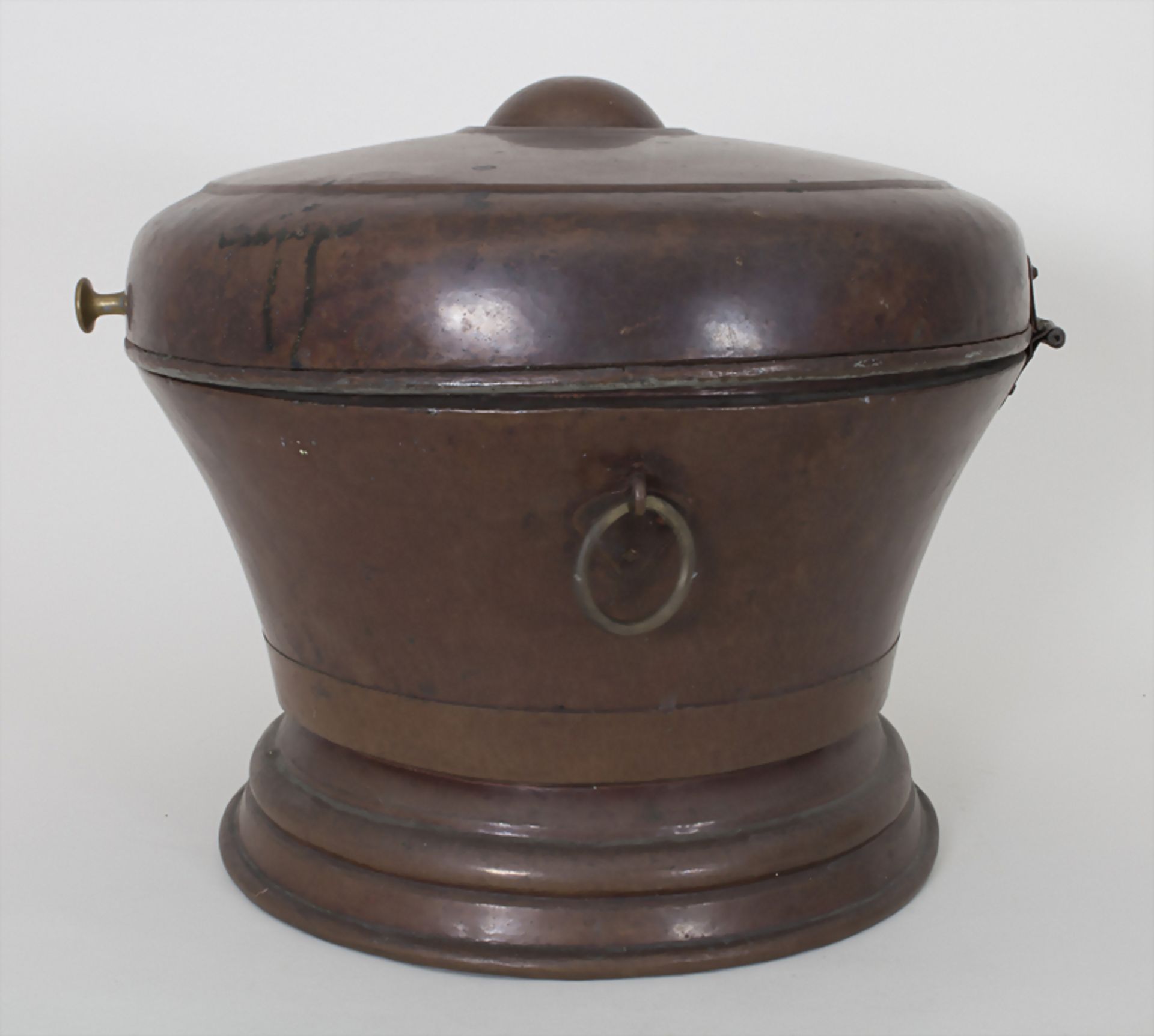 Großer Deckeltopf / A large copper pot, 18./19. Jh.Material: Kupfer, seitlich Ringhen - Image 3 of 6