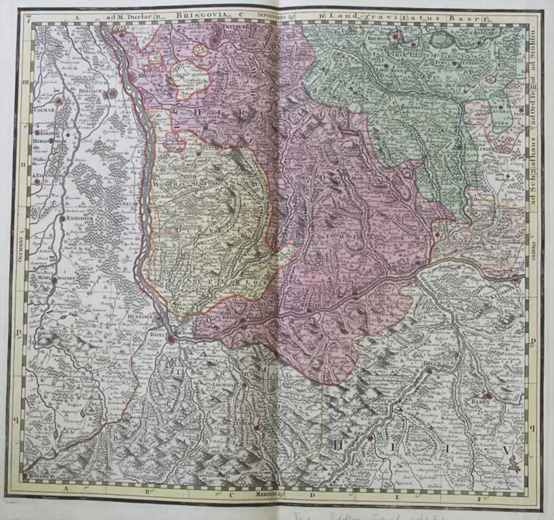 Matthias Seutter (1678-1757), Historische Karte 'Elsass, Baden' / A historic map of Alsace, Bade