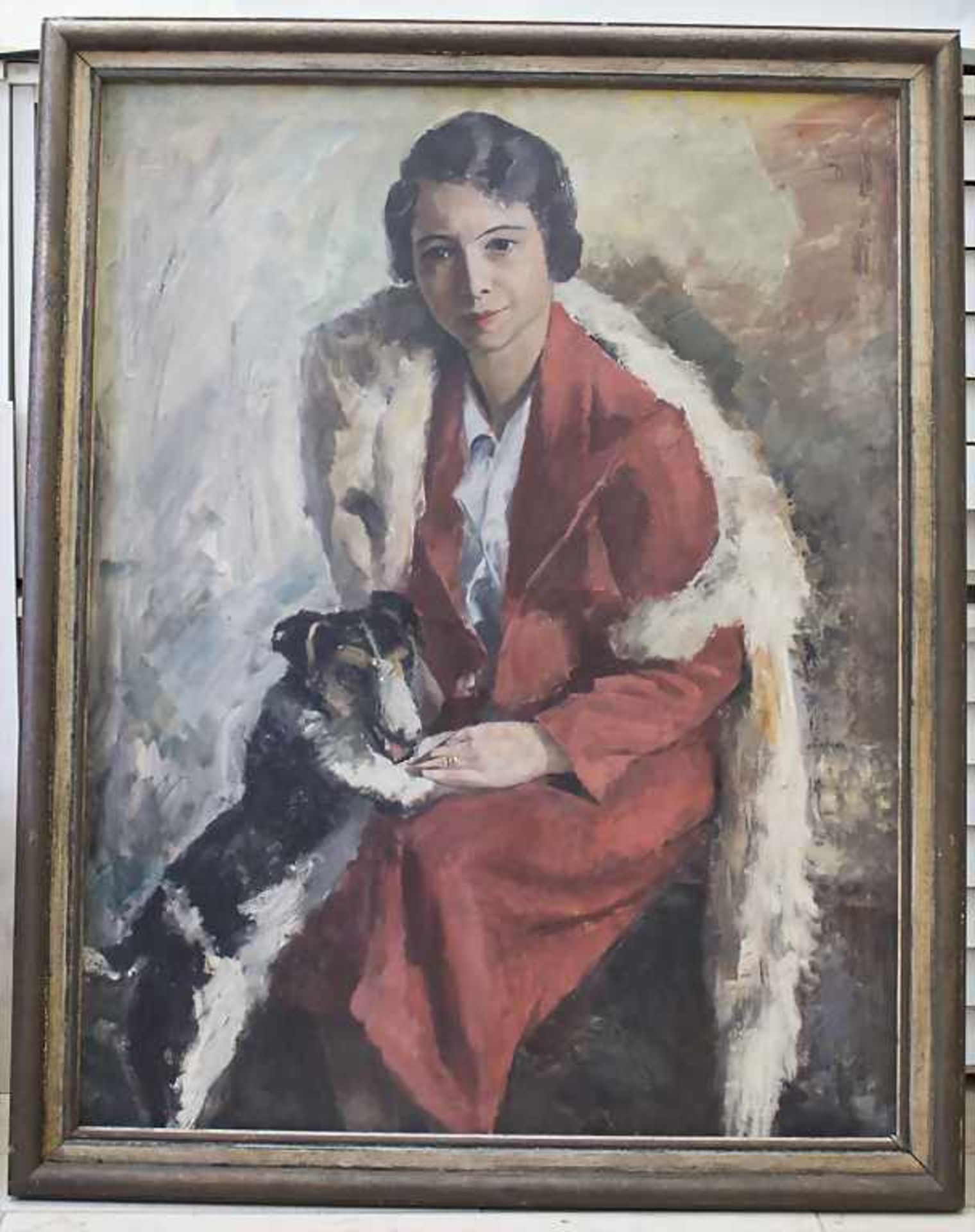 W. Simer (tätig um 1935), 'Dame mit Foxterrier' / 'A lady with a fox terrier'Technik: - Bild 2 aus 6