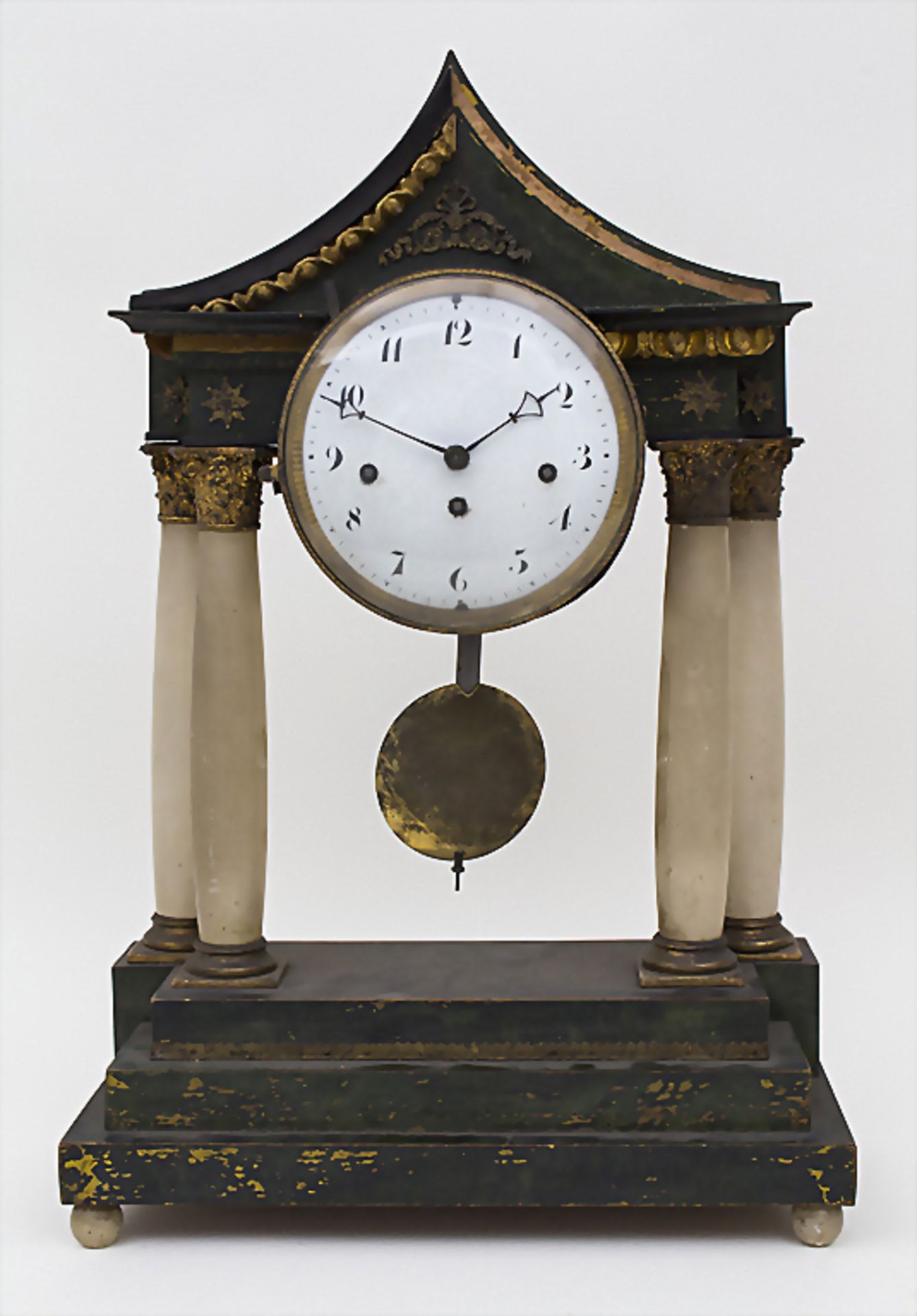 Empire Portaluhr / Clock, Wien / Vienna, ca 1800Gehäuse: Holz original gefasst, Alaba