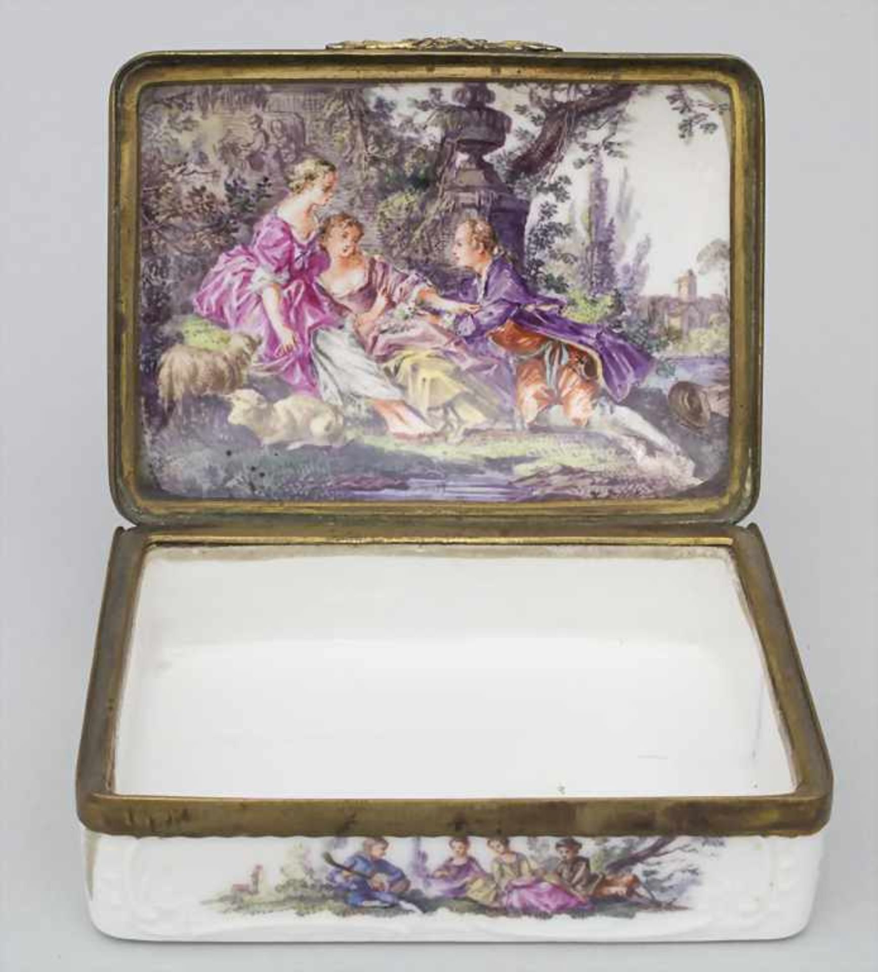 Tabatiere / Schnupftabakdose mit Watteau-Szenen / A snuff box with courting scenes, KPM Berlin, - Bild 10 aus 12