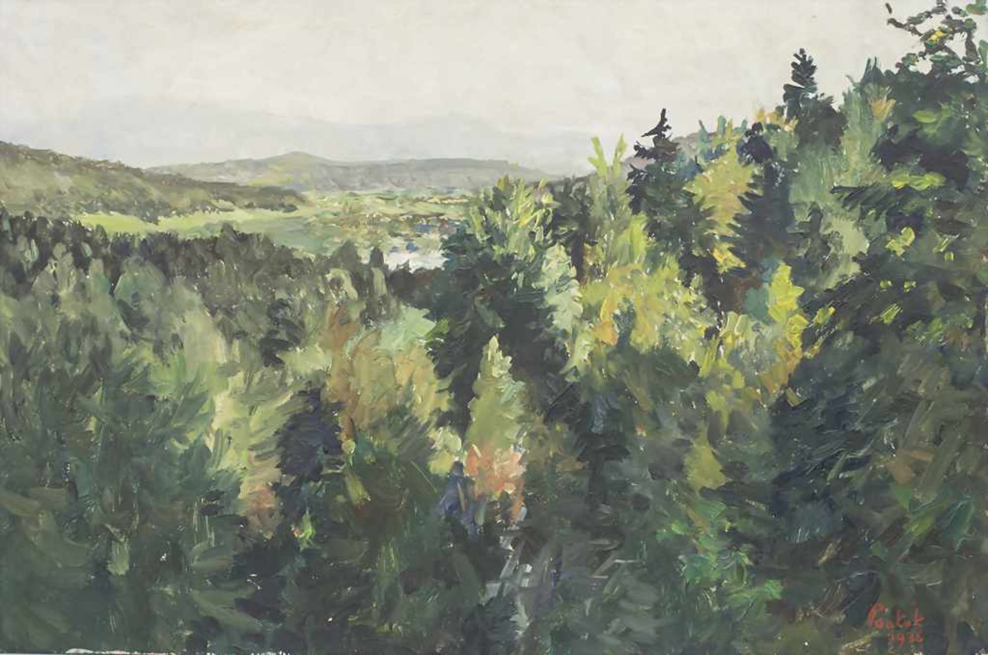 Bernhard Pankok (1872-1943), 'Hügelige Waldlandschaft' / 'A hilly forest landscape'Te