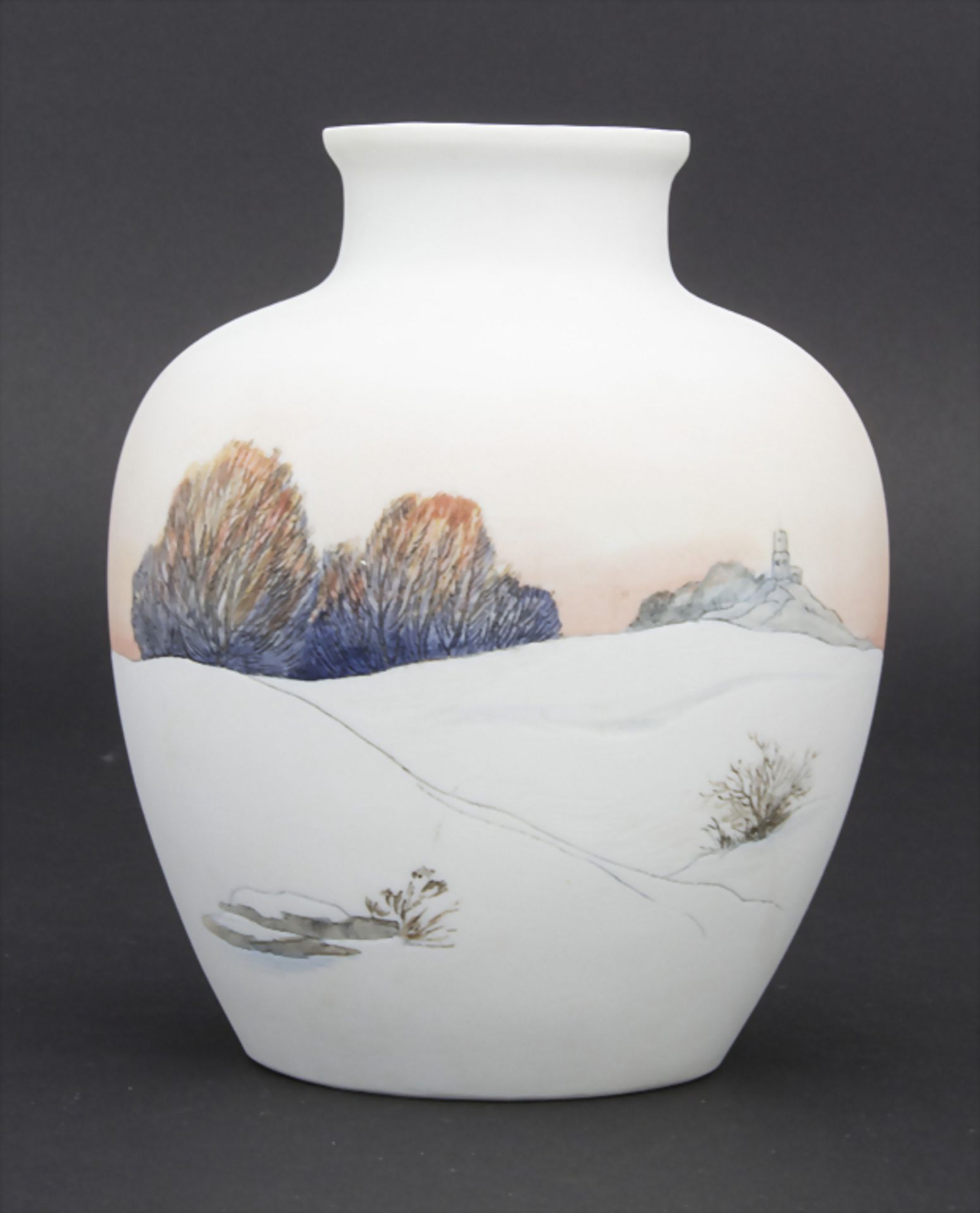 Vase mit Winterlandschaft / A vase with a winter landscape, Karl Ens, Volkstedt, um 1900<br - Image 2 of 6