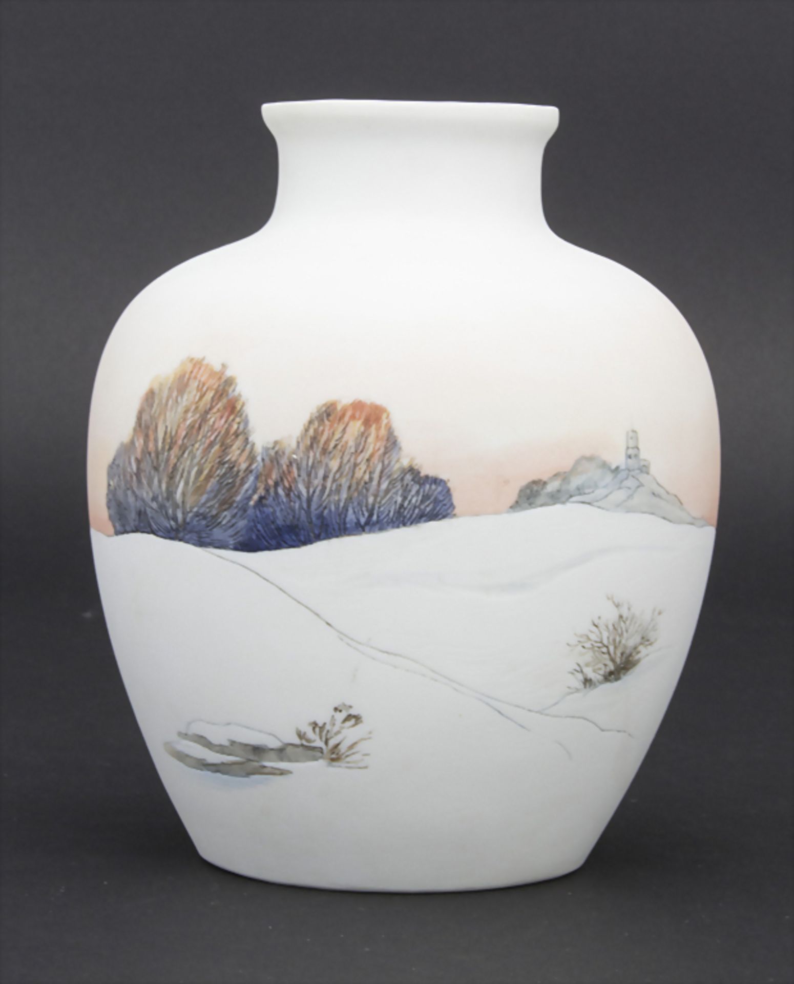 Vase mit Winterlandschaft / A vase with a winter landscape, Karl Ens, Volkstedt, um 1900<br - Bild 2 aus 6