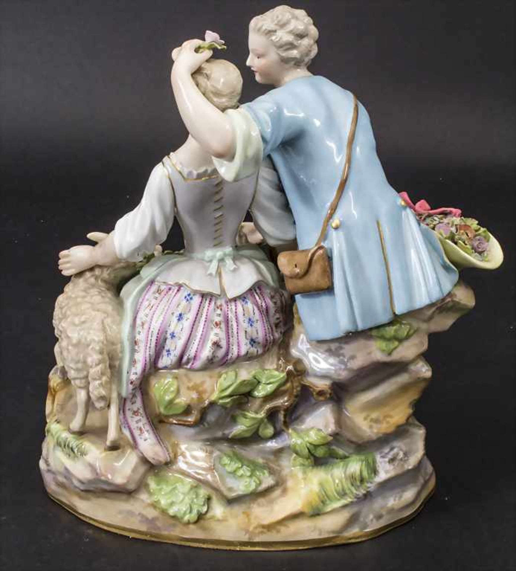 Schäfergruppe / A figural group with a shepherd and a shepherdess, Meissen, 19. Jh.Ma - Image 4 of 10
