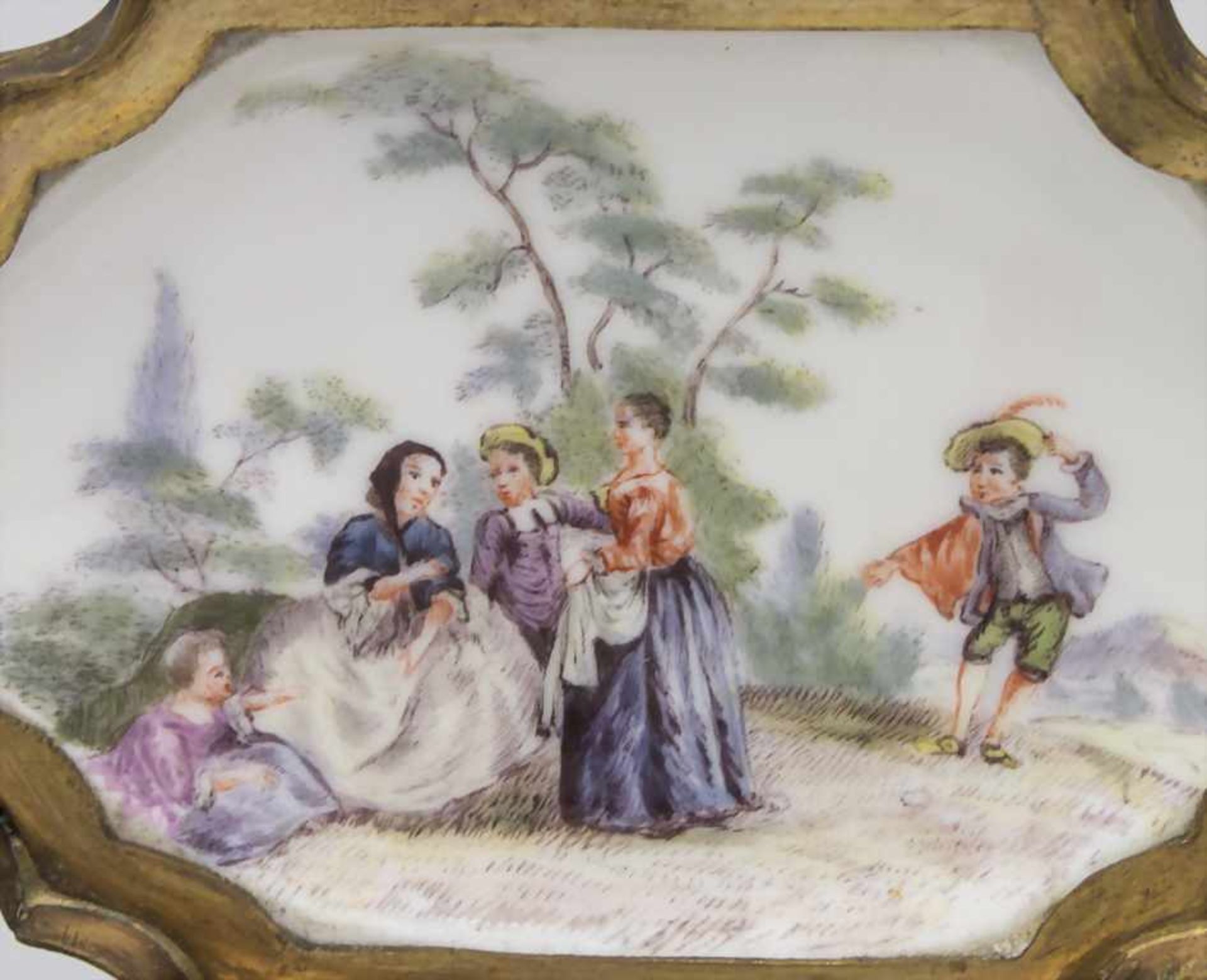 Tabatiere / Schnupftabakdose mit Watteau-Szenen / A snuff box with courting scenes, Höchst, um - Bild 8 aus 10