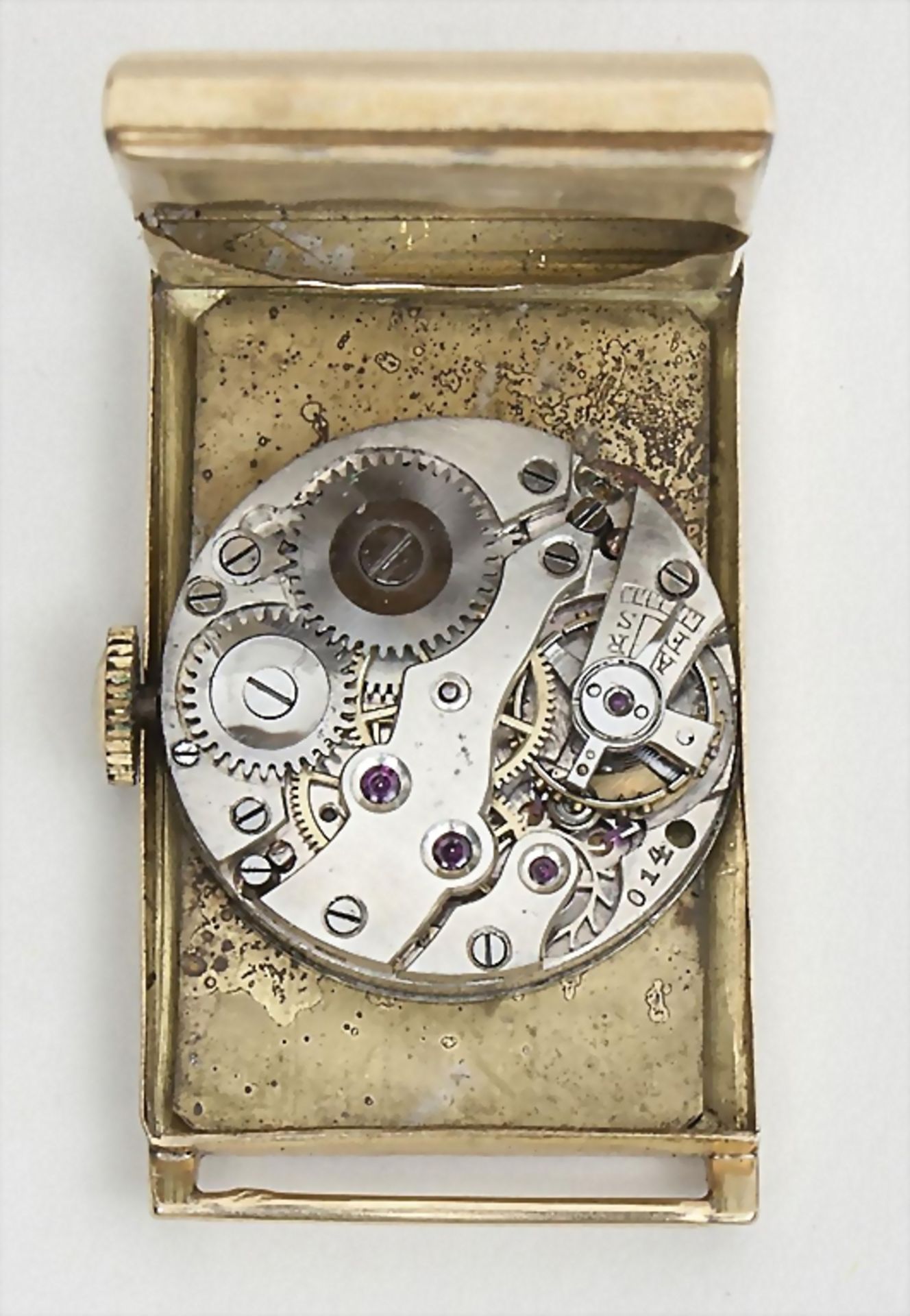 Art Decó Herrenarmbanduhr, Wrist Watch, Swiss, ca. 1925Gehäuse: Gold 18 Kt 750/000 g - Image 3 of 3