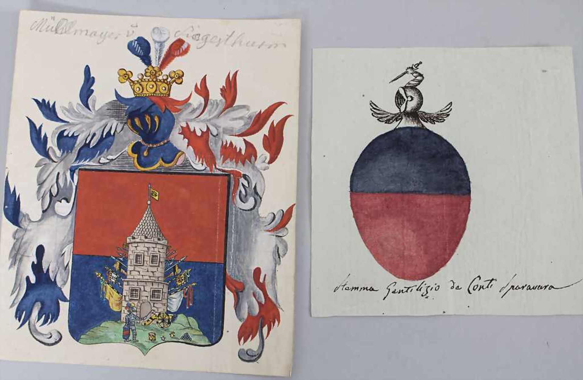 Heraldik: Sammlung 6 Adelswappen / A collection of 6 noble coats of arms, 18. Jh.Techn - Bild 4 aus 5