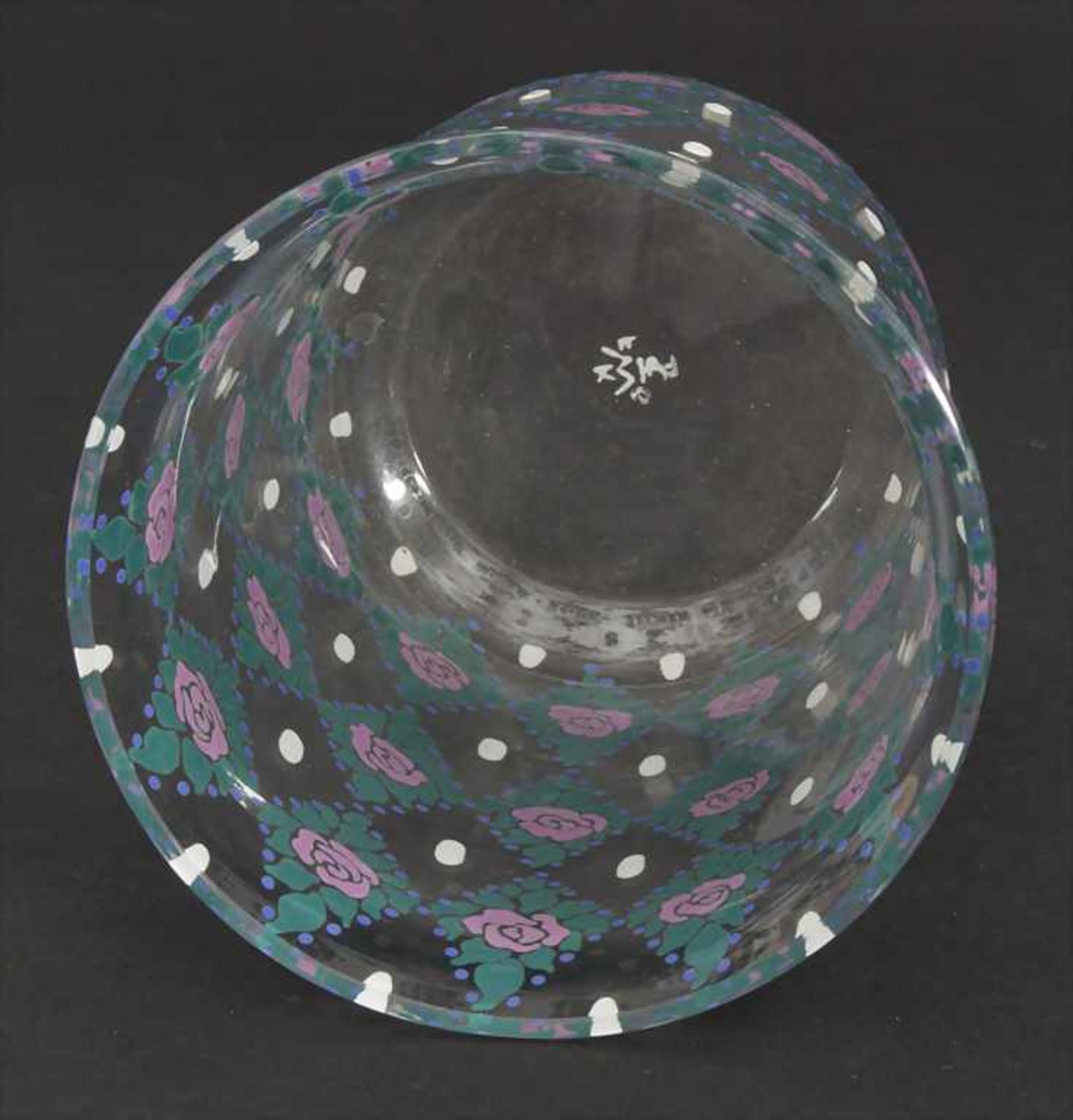 Jugendstil Vase / A vase, deutsch um 1900Material: farbloses Glas umlaufend mit Emailm - Image 3 of 4