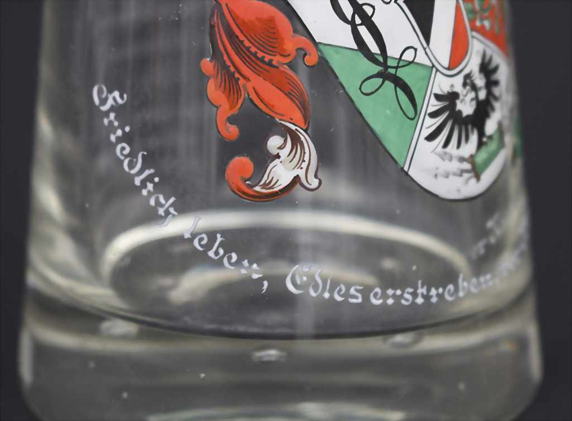 Burschenschaft-Schenkkrug / Fraternity jug, um 1903Material: durchsichtiges Glas, Emai - Bild 6 aus 9