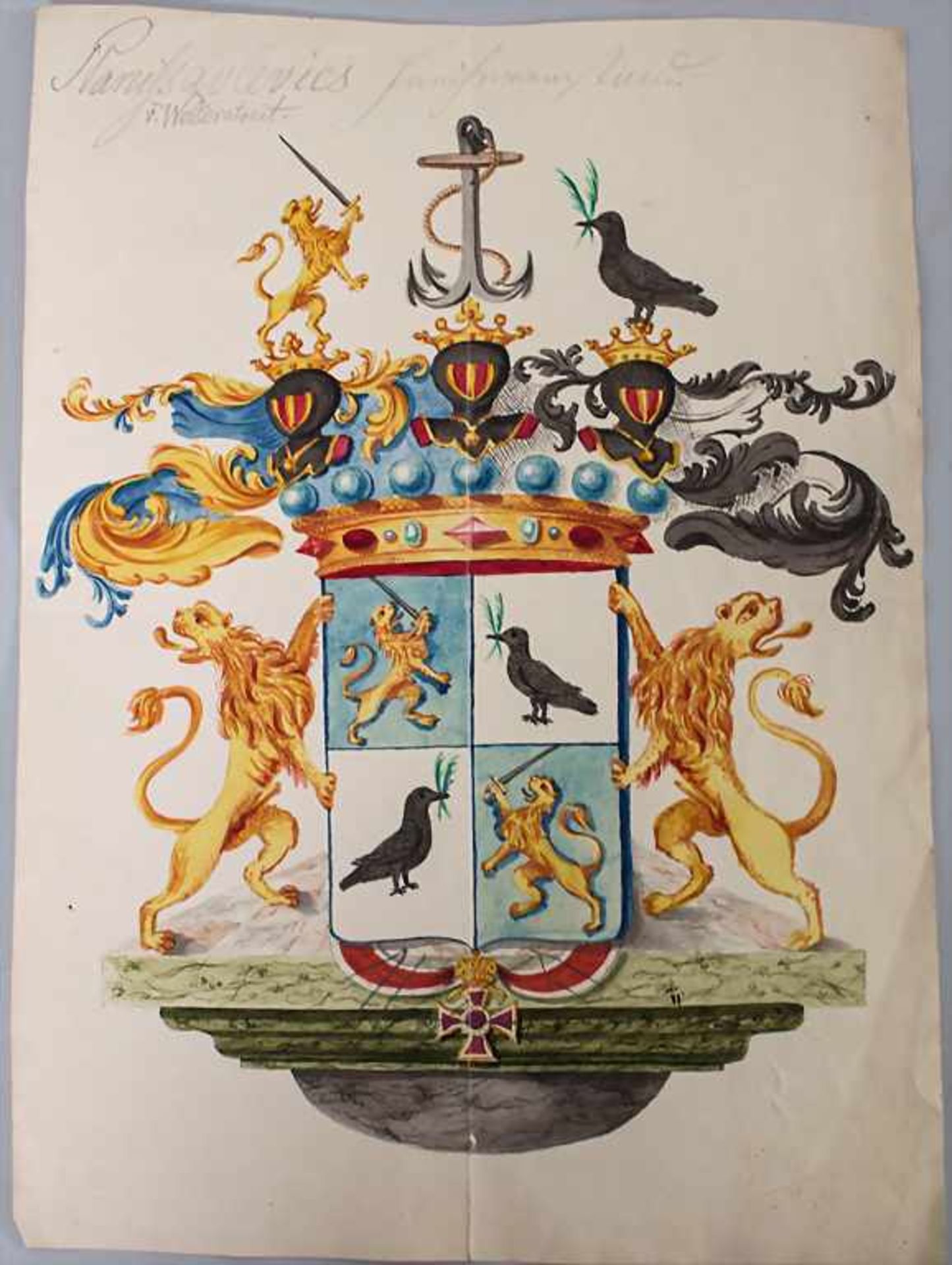 Heraldik: Sammlung 9 Adelswappen / A collection of 9 noble coats of arms, 18. Jh.Techn - Bild 4 aus 8