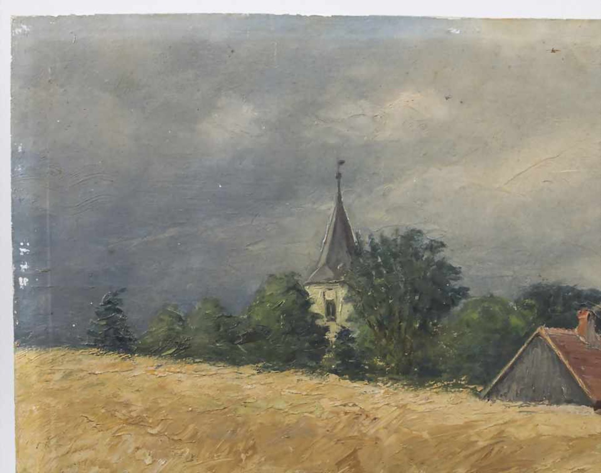 J.P. Landvogt (tätig um 1900), 'Kornfeld mit Kirchturm und Gehöft' / 'A cornfield with steeple - Bild 3 aus 5