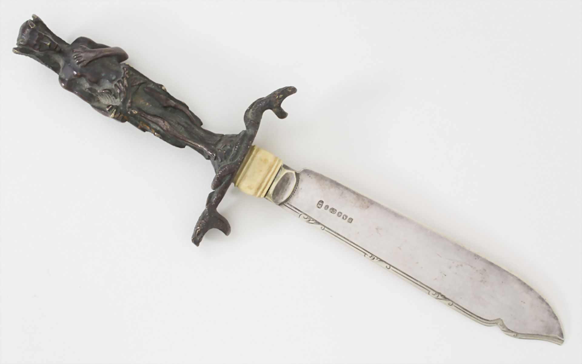 Bronze Brieföffner mit Krieger / A bronze letter opener with a warrior, um 1880Materi