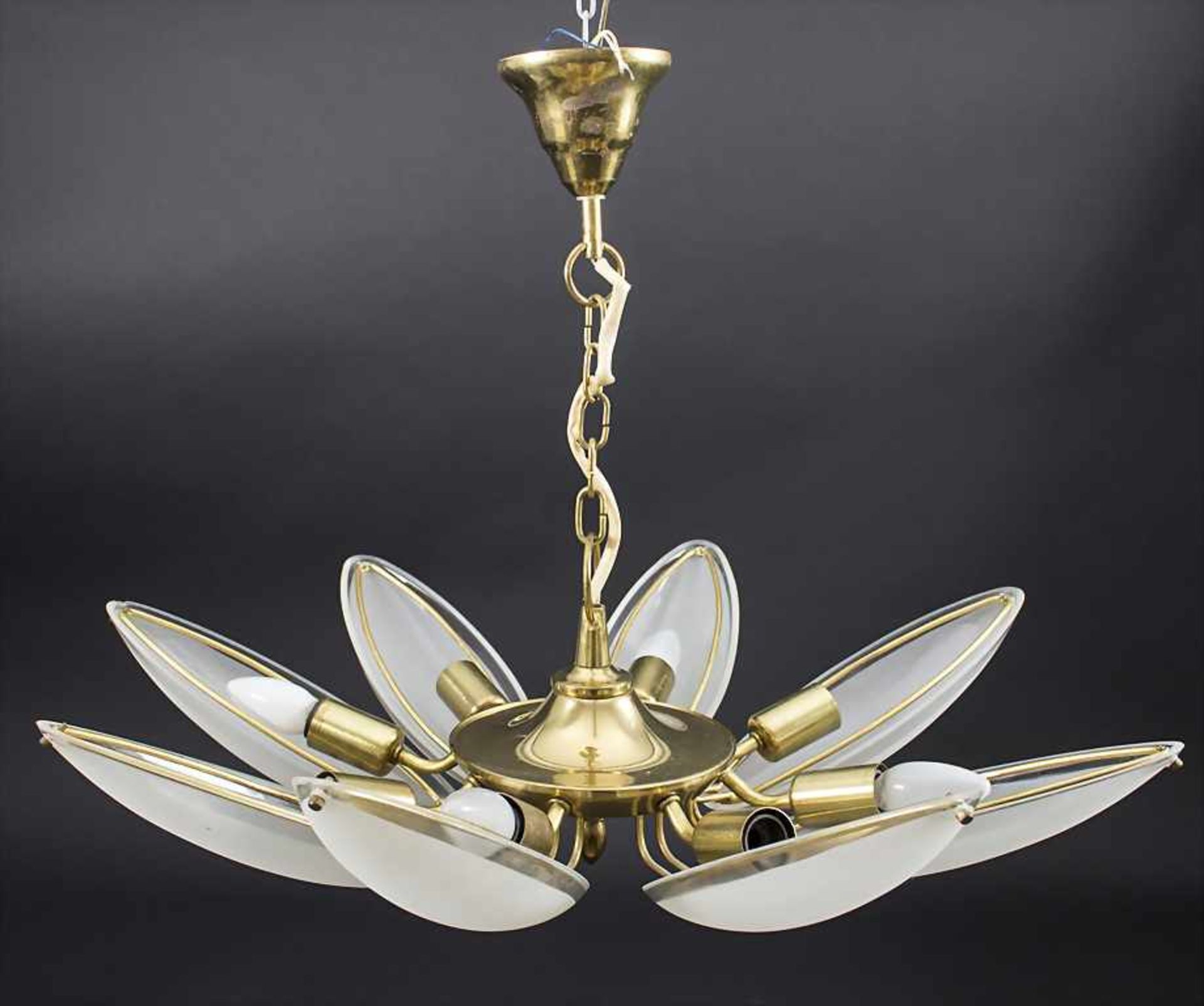 Design-Deckenlampe / A designer ceiling lamp, Italien, 1950er JahreMaterial: Messing, - Bild 2 aus 5