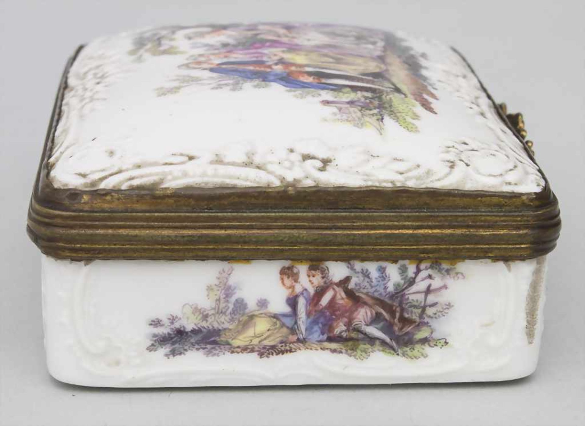 Tabatiere / Schnupftabakdose mit Watteau-Szenen / A snuff box with courting scenes, KPM Berlin, - Bild 9 aus 12