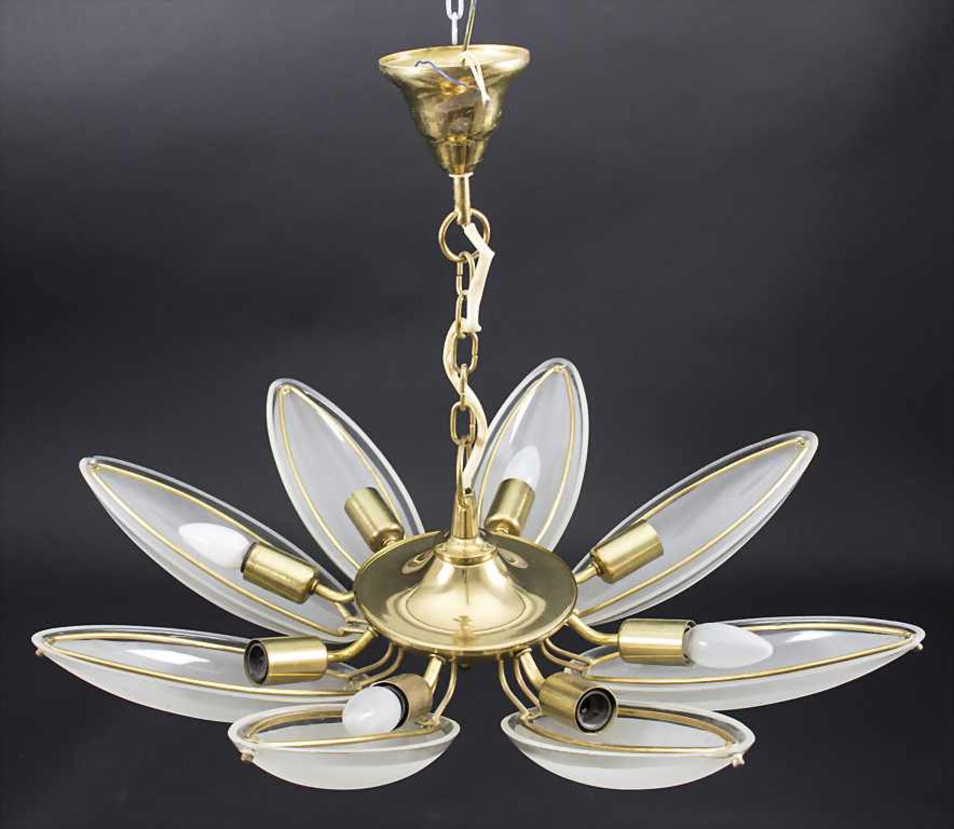 Design-Deckenlampe / A designer ceiling lamp, Italien, 1950er JahreMaterial: Messing,