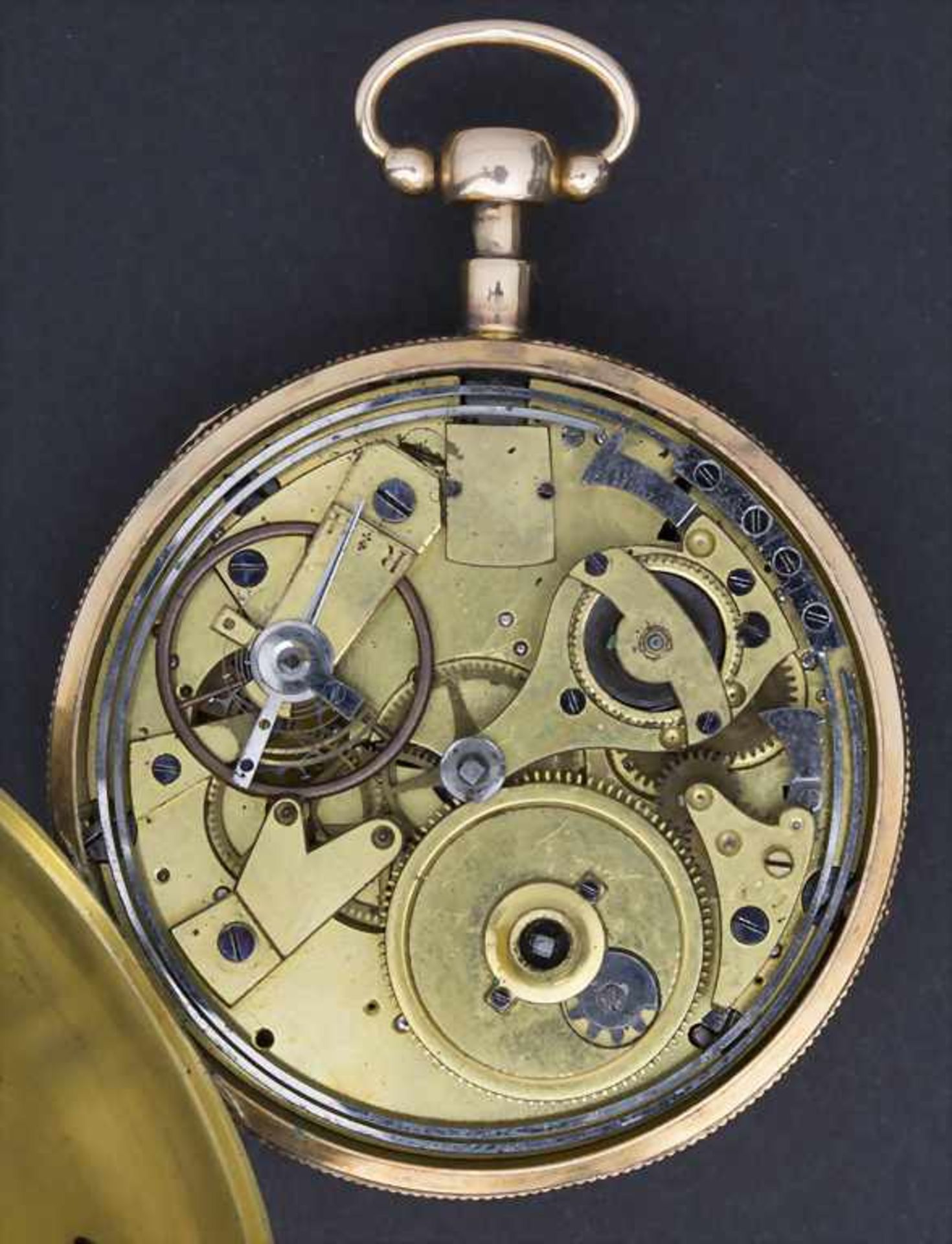 Offene Herrentaschenuhr ¼ Std.-Repetition / A pocket watch, Schweiz/Swiss, um 1820Geh - Image 3 of 6