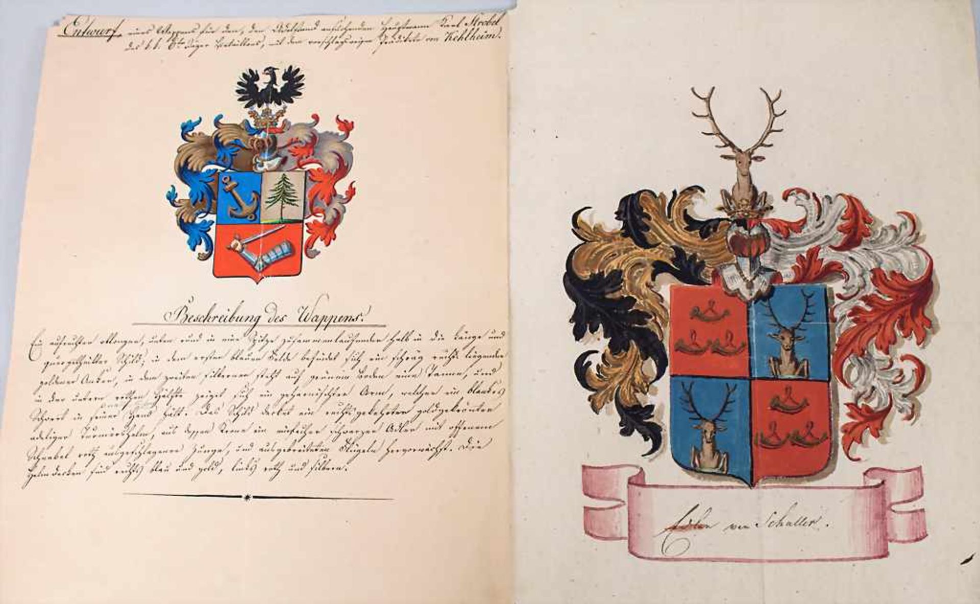 Heraldik: Sammlung 9 Adelswappen / A collection of 9 noble coats of arms, 18. Jh.Techn - Bild 7 aus 8