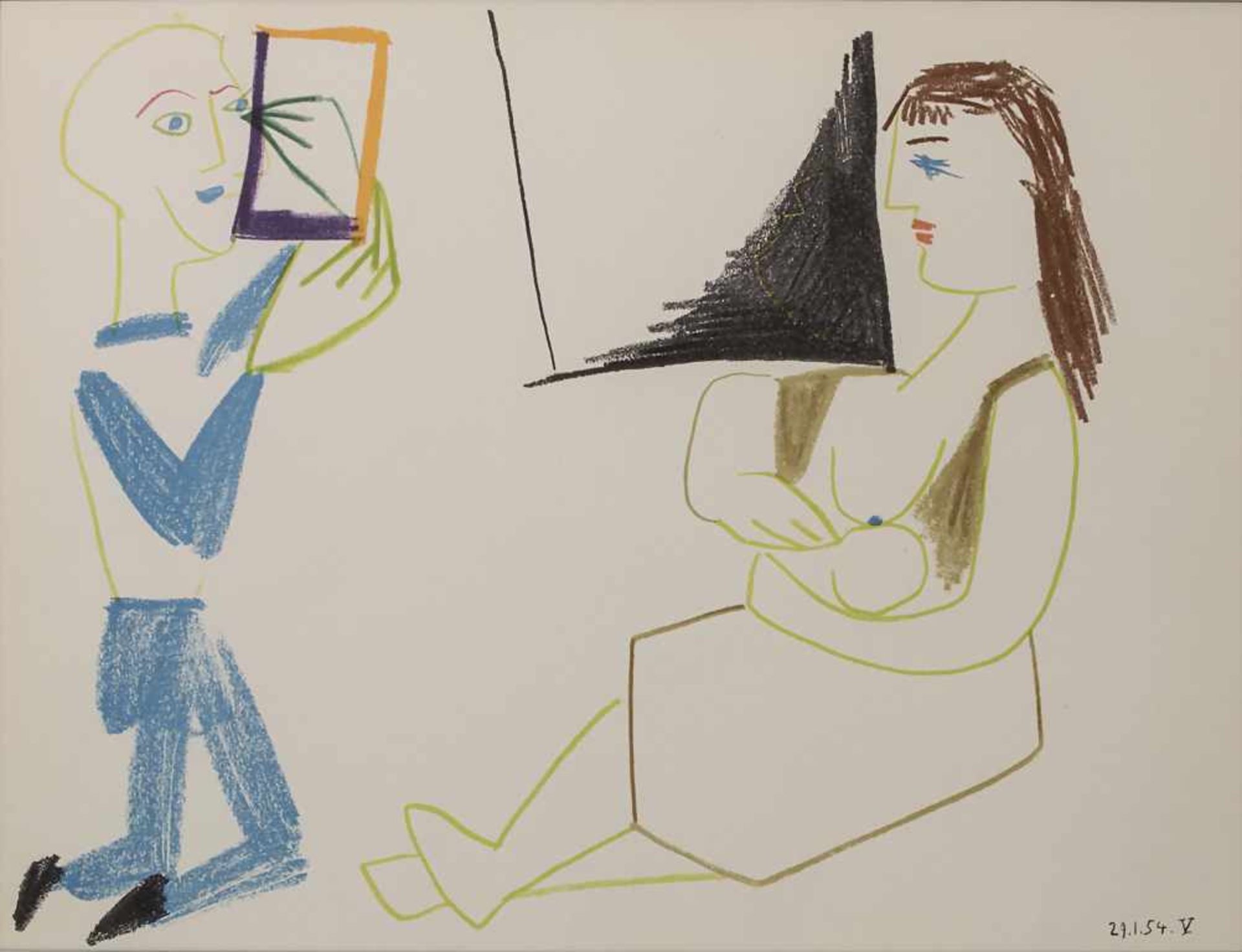 Pablo Picasso (1881-1973), 'Clown et femme nue' (aus Verve)Technik: Farblithografie au