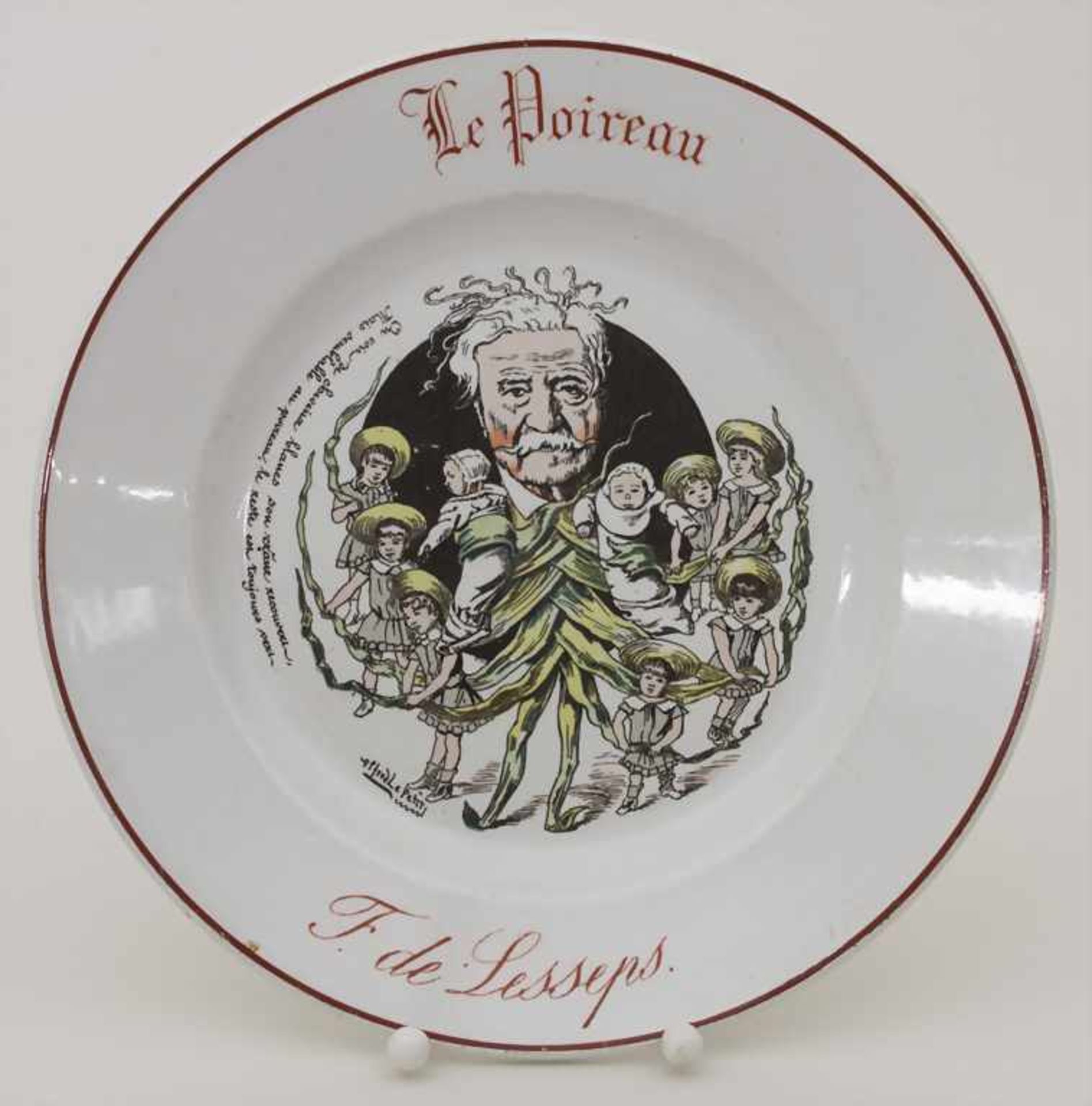 Künstlerteller 'Le Poireau - F. de Lesseps' / An artist ceramic plate, Série Les Hommes d'aujo