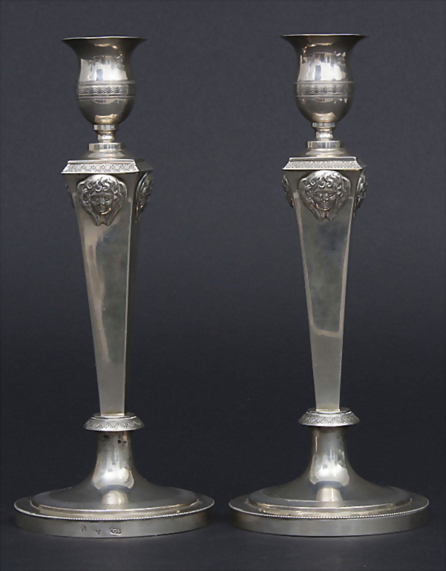 Paar Empire Kerzenleuchter / A pair of candlesticks, Carl Gottlob Schrödel, Dresden, 1818<b
