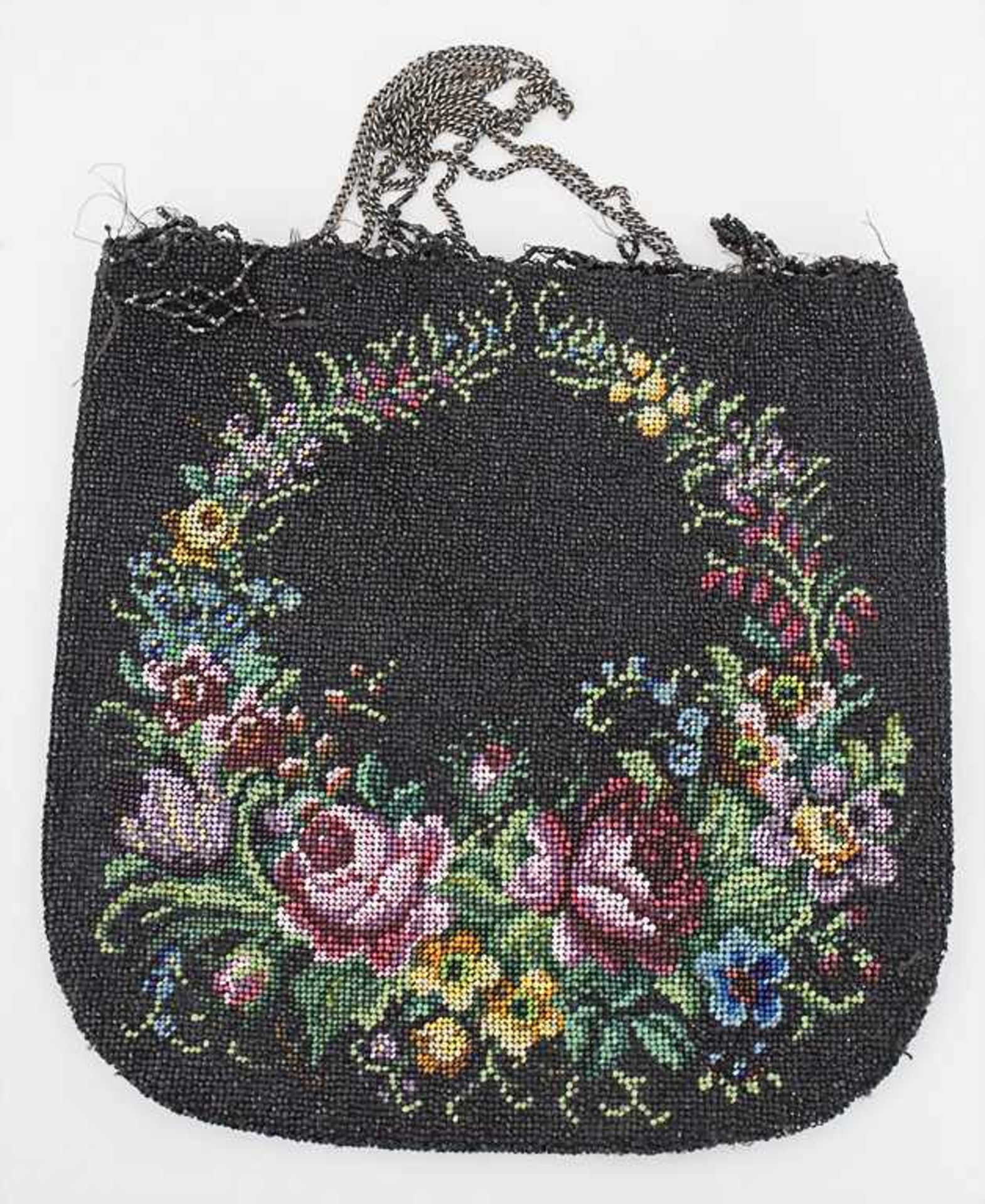Abendtasche / An evening bag, deutsch, um 1880Material: Stoff mit Perlen bestickt, - Bild 2 aus 3