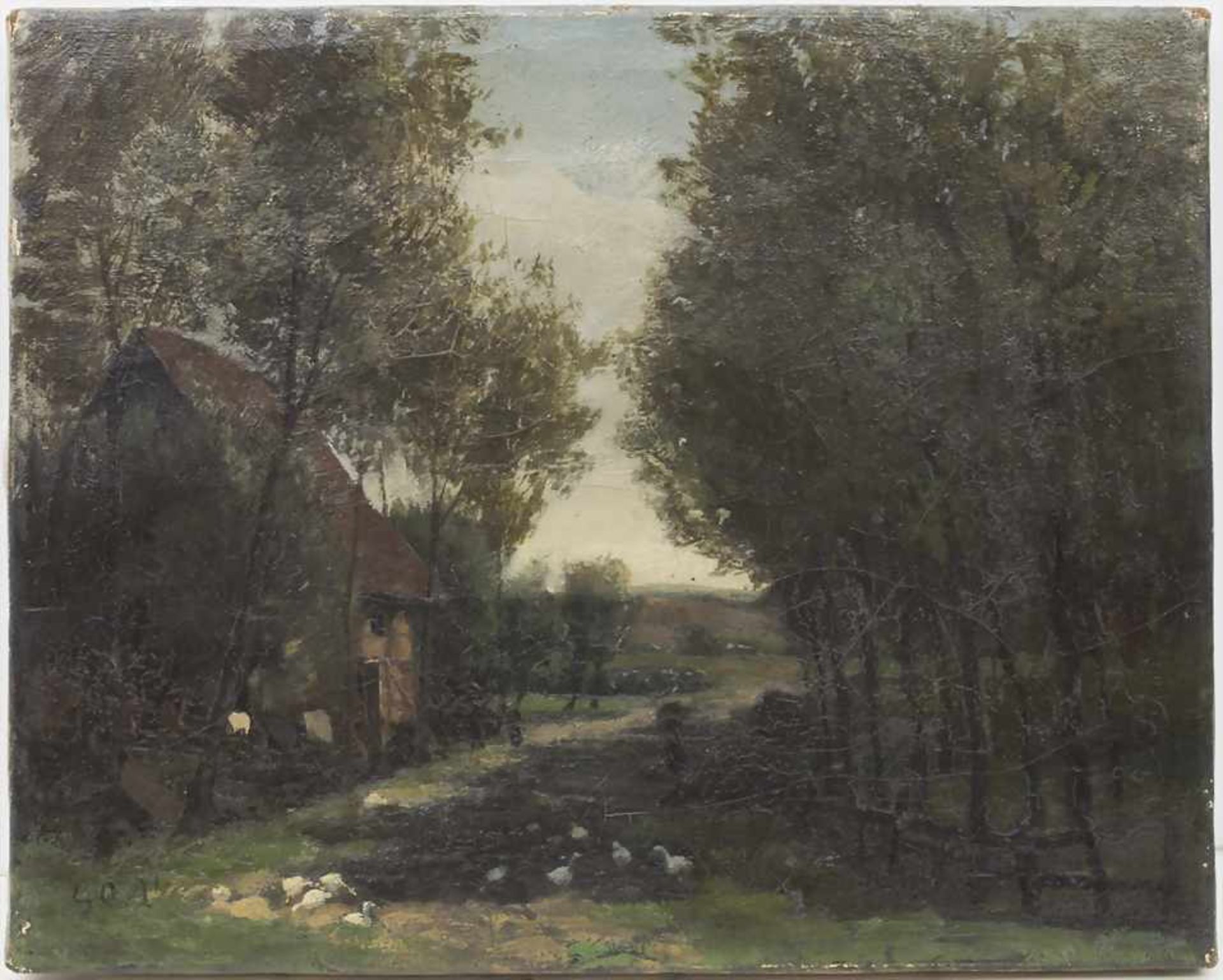 Georg Oeder (1846-1931), 'Bauernhaus am Waldweg' / 'A farm house by the forest path'Te